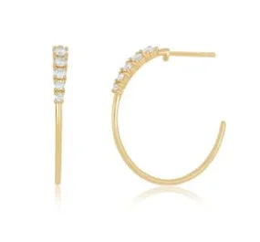 14K Gold Diamond Hoop Earrings