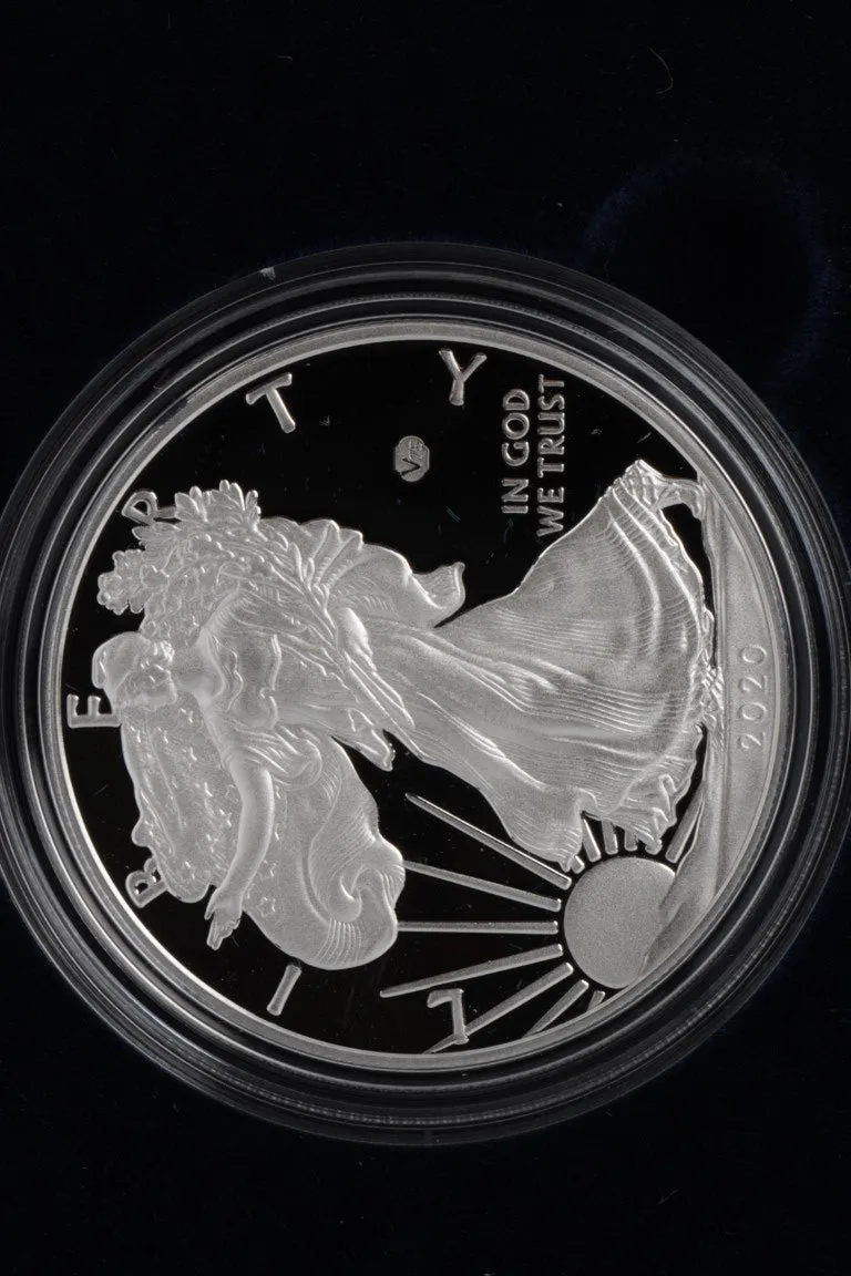 2020-W BU Silver American Eagle End of WWII 75th Anniversary Coin includes V75 privy mark, COA & box