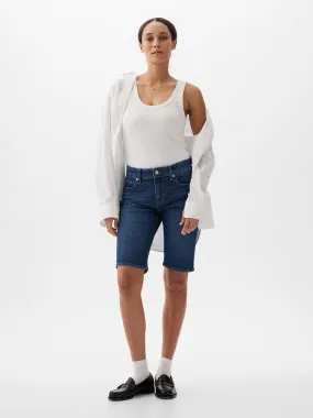 9" Mid Rise Denim Bermuda Shorts