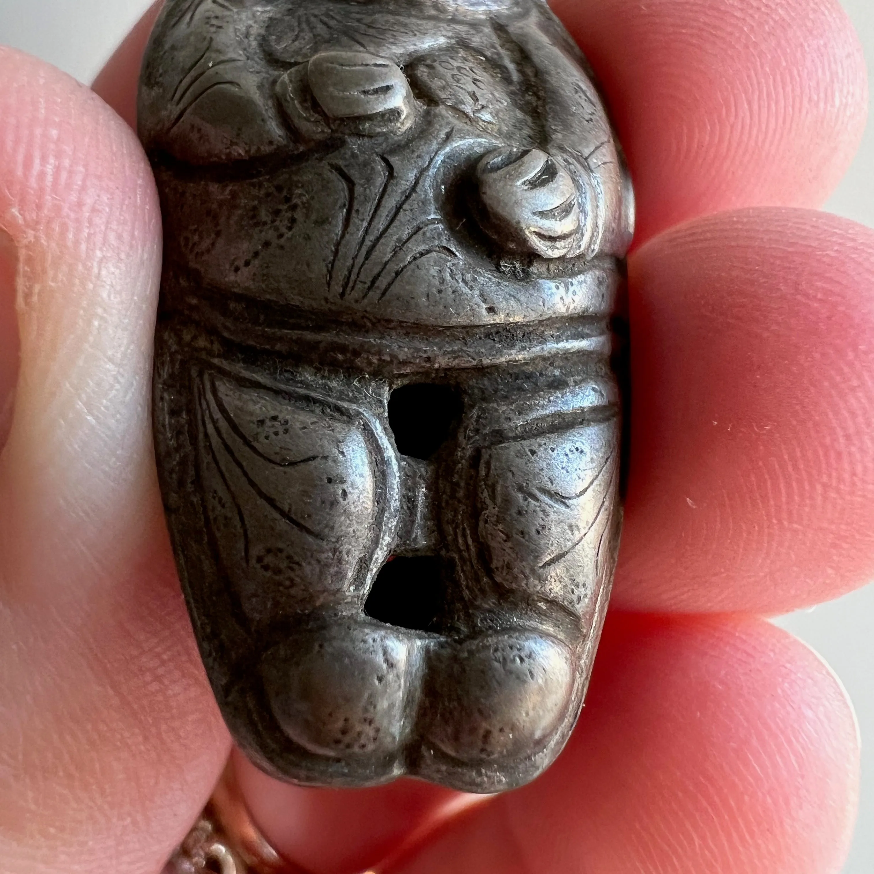 A N T I Q U E // baby luck / Qing dynasty silver femme baby amulet / a pendant