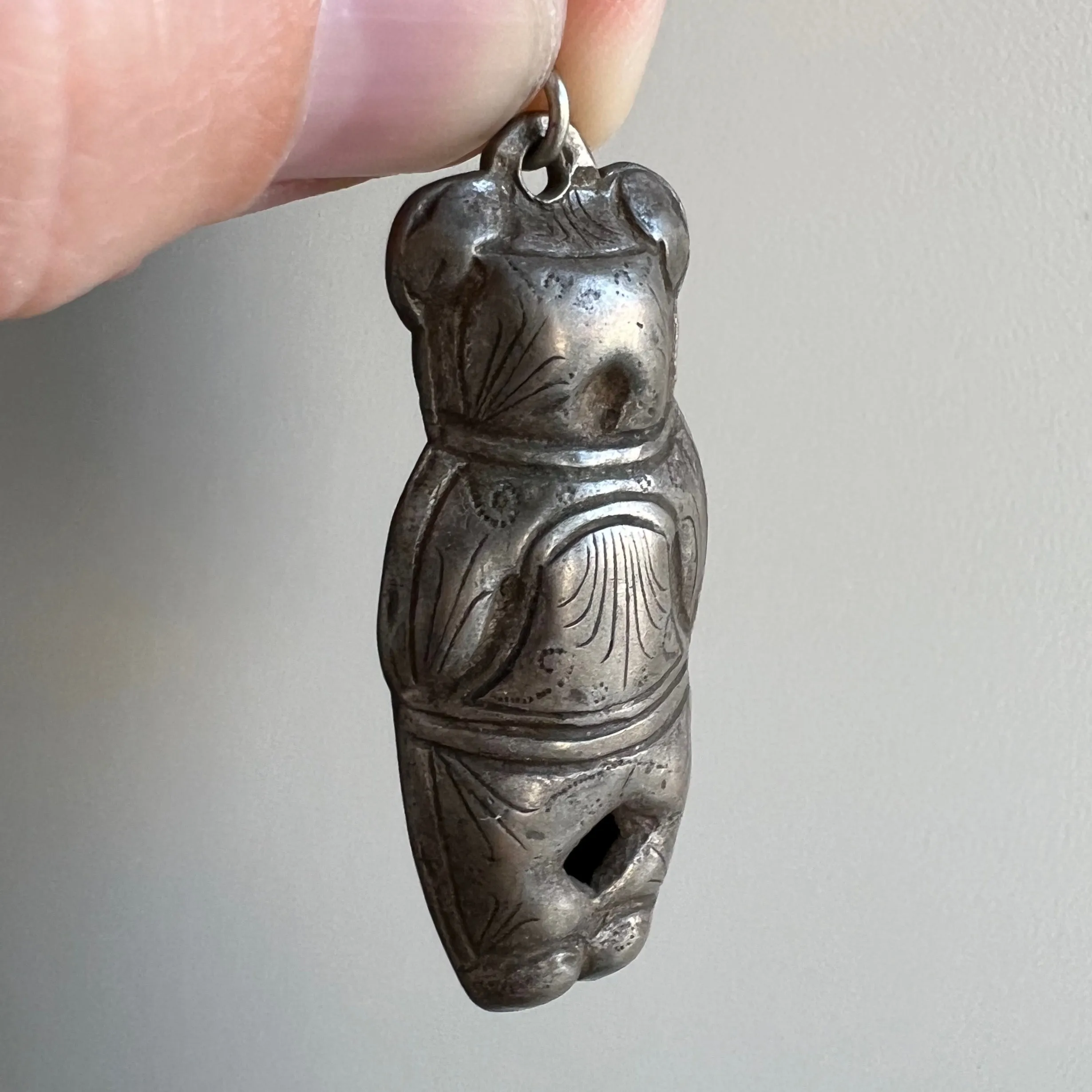 A N T I Q U E // baby luck / Qing dynasty silver femme baby amulet / a pendant