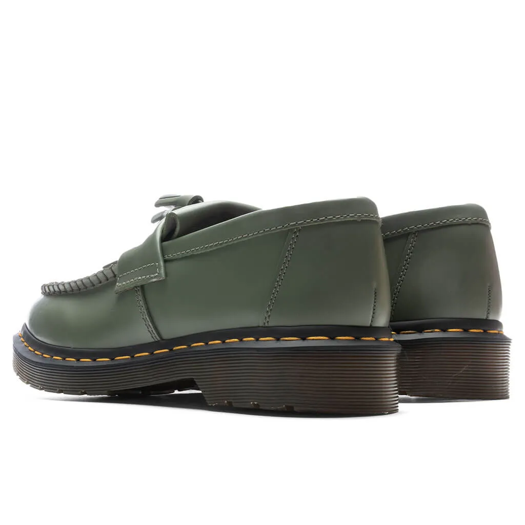 Adrian Y's Smooth Leather Tassel Loafer - Khaki/Green