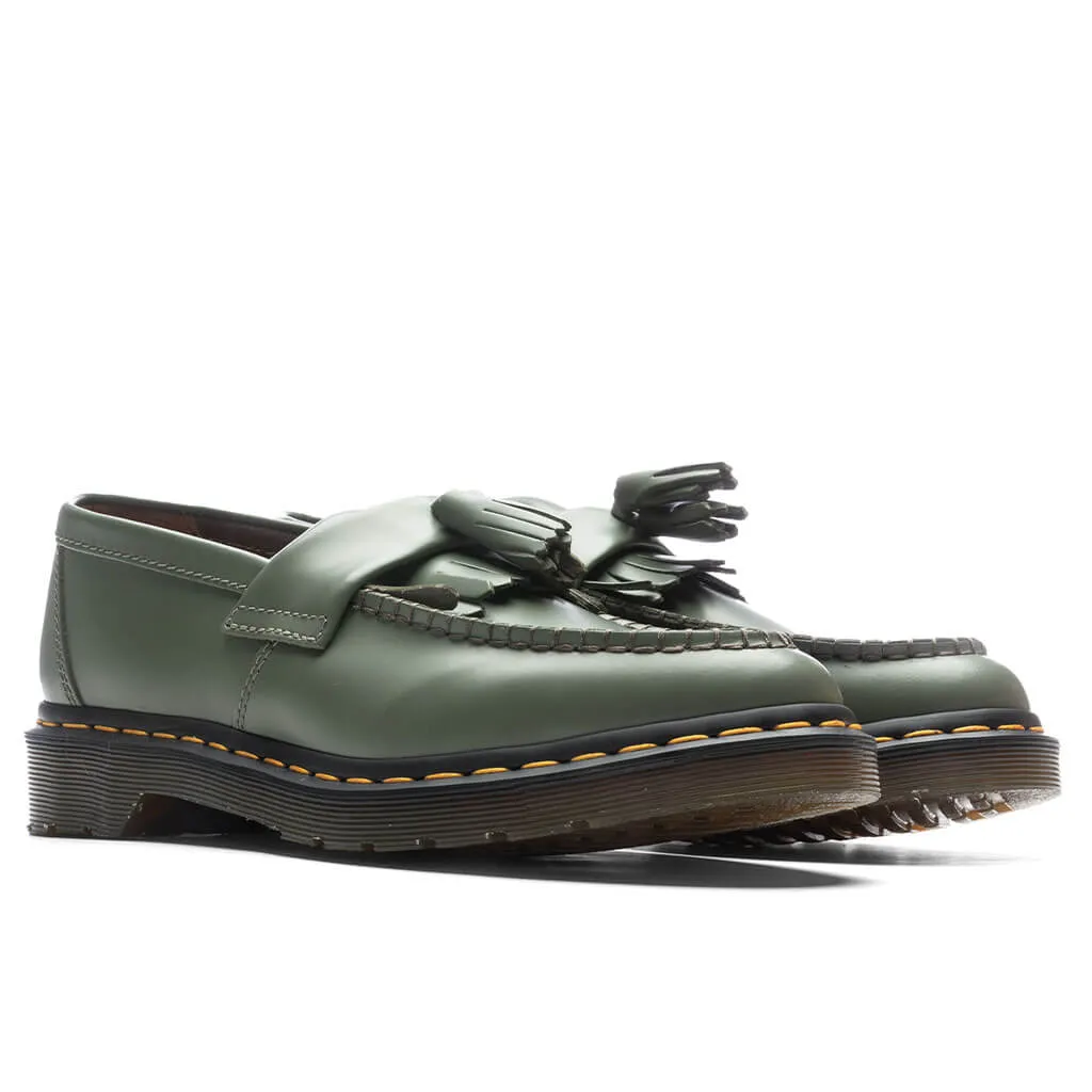 Adrian Y's Smooth Leather Tassel Loafer - Khaki/Green