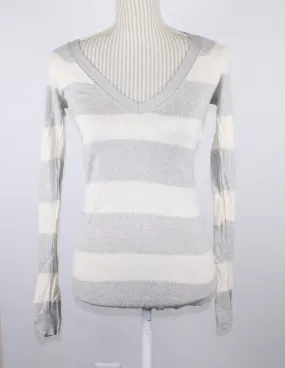 AMERICAN EAGLE GREY & WHITE THIN SWEATER LADIES XS VGUC/GUC