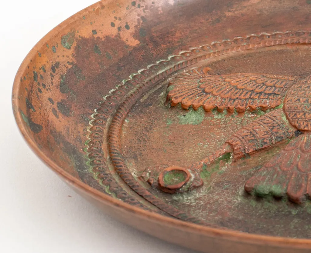 Assyrian Revival Hammered Copper Dishes, Pair