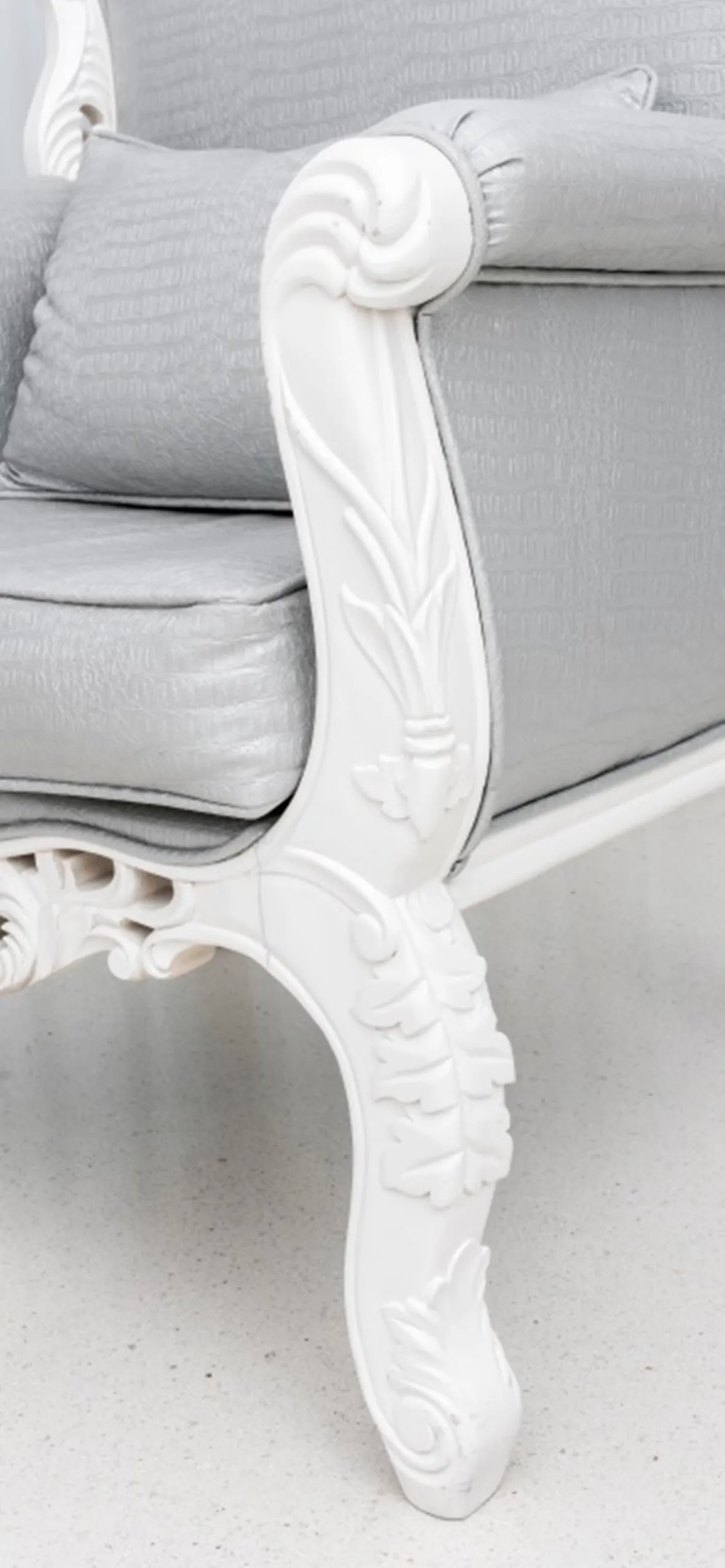 Baroque Revival White Faux Alligator Skin Armchair