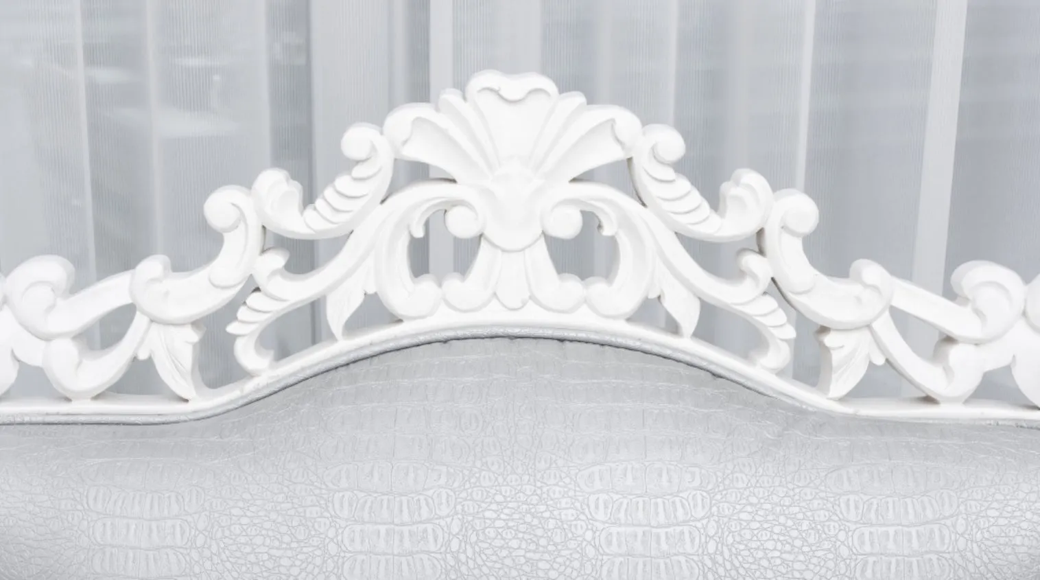 Baroque Revival White Faux Alligator Skin Armchair