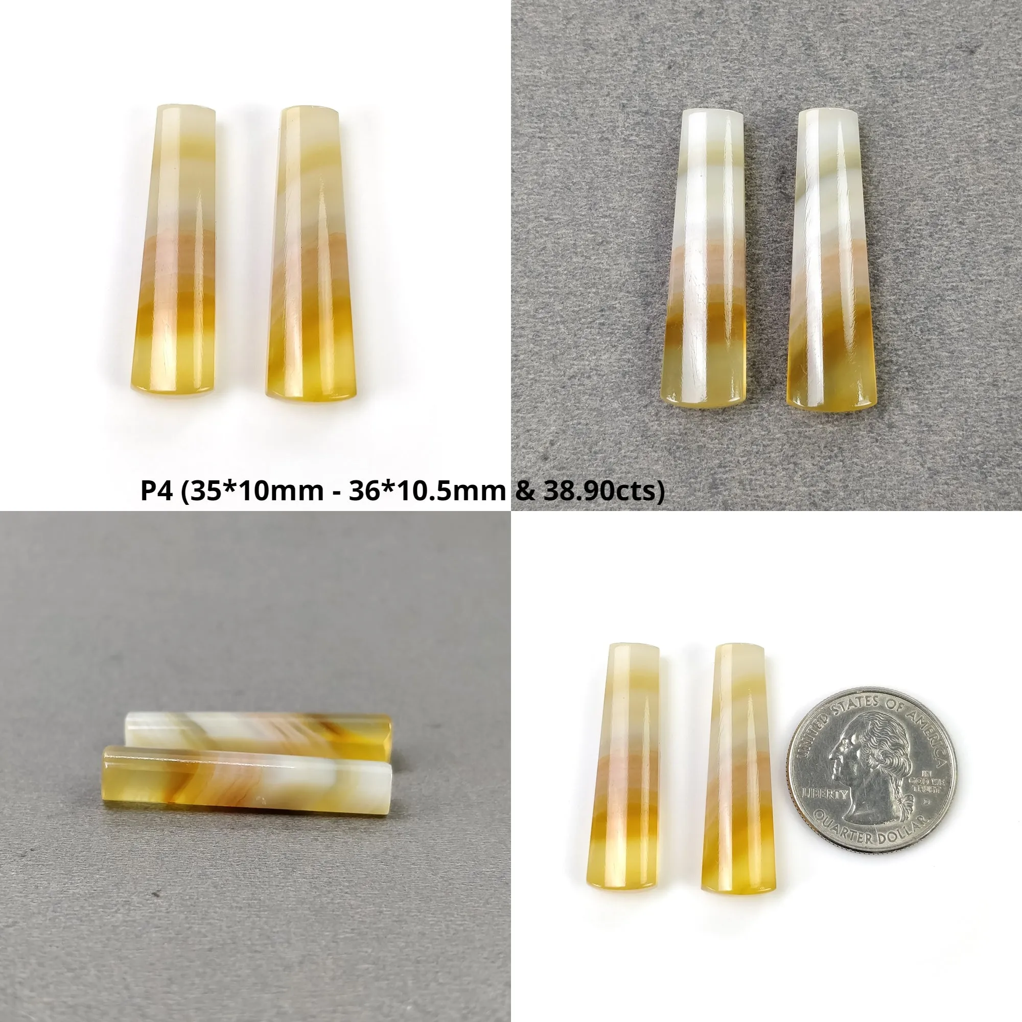 BOTSWANA AGATE Gemstone Cabochon : Natural Untreated Unheated Bi-Color Agate Uneven Shape Pencil Cabochon 2pcs