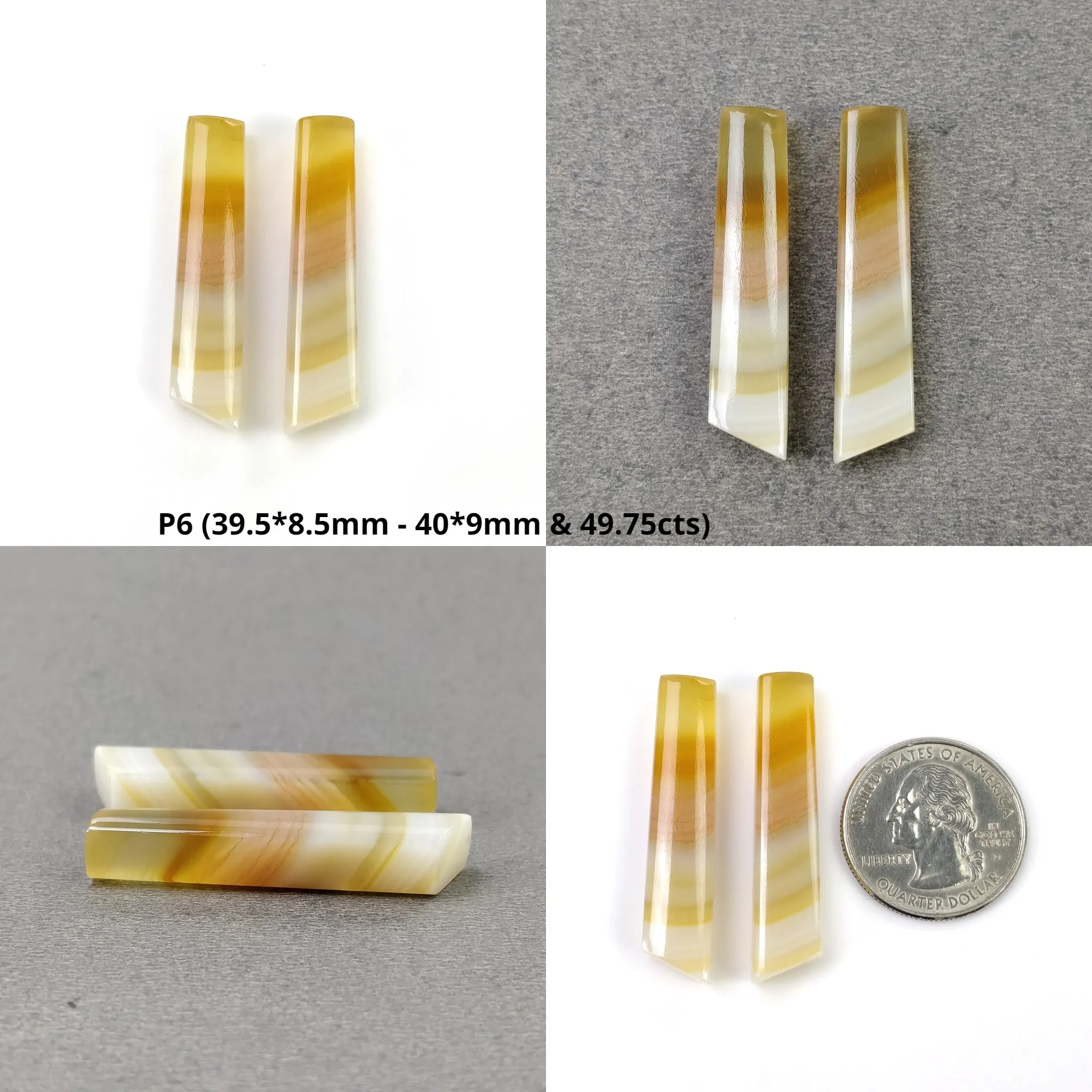 BOTSWANA AGATE Gemstone Cabochon : Natural Untreated Unheated Bi-Color Agate Uneven Shape Pencil Cabochon 2pcs