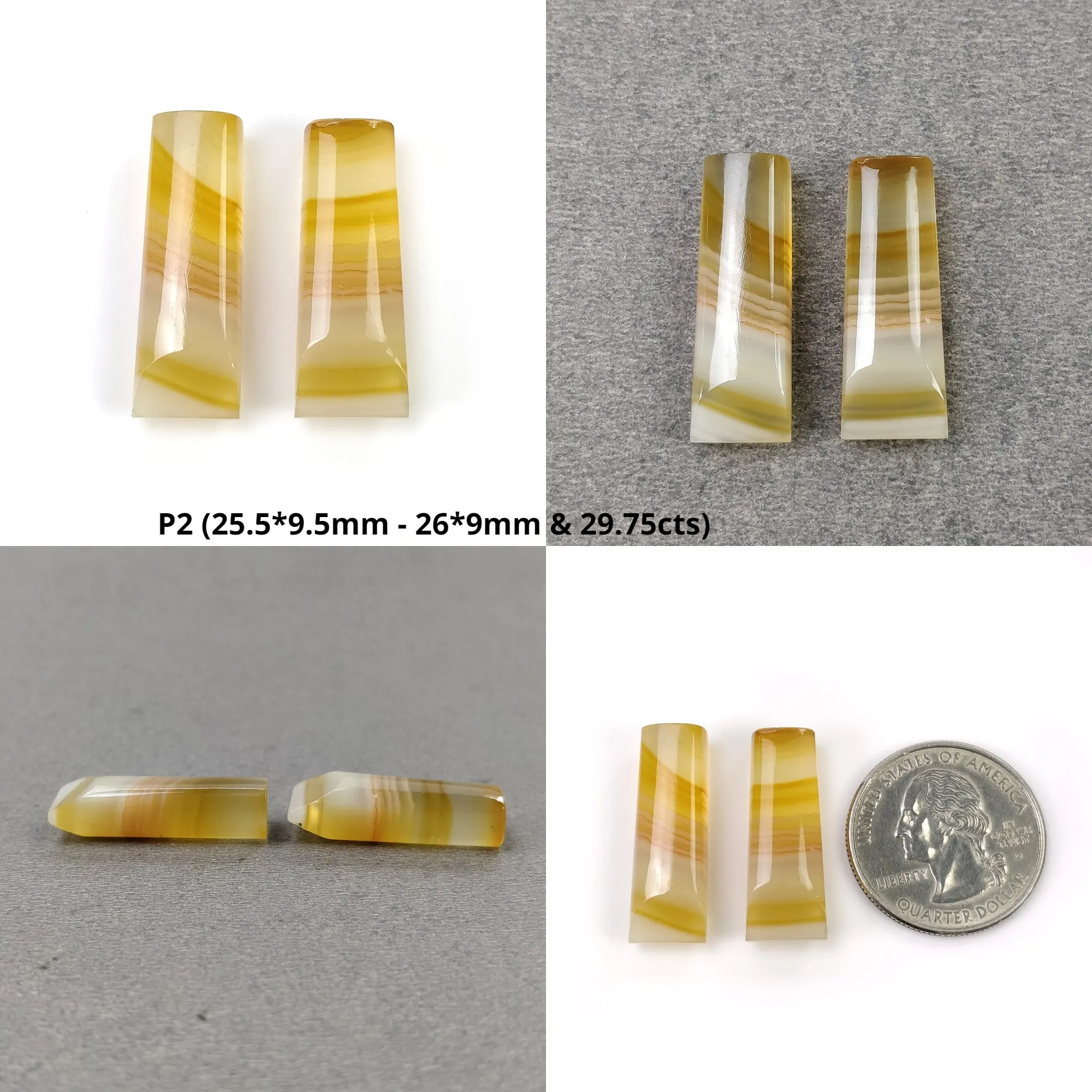 BOTSWANA AGATE Gemstone Cabochon : Natural Untreated Unheated Bi-Color Agate Uneven Shape Pencil Cabochon 2pcs