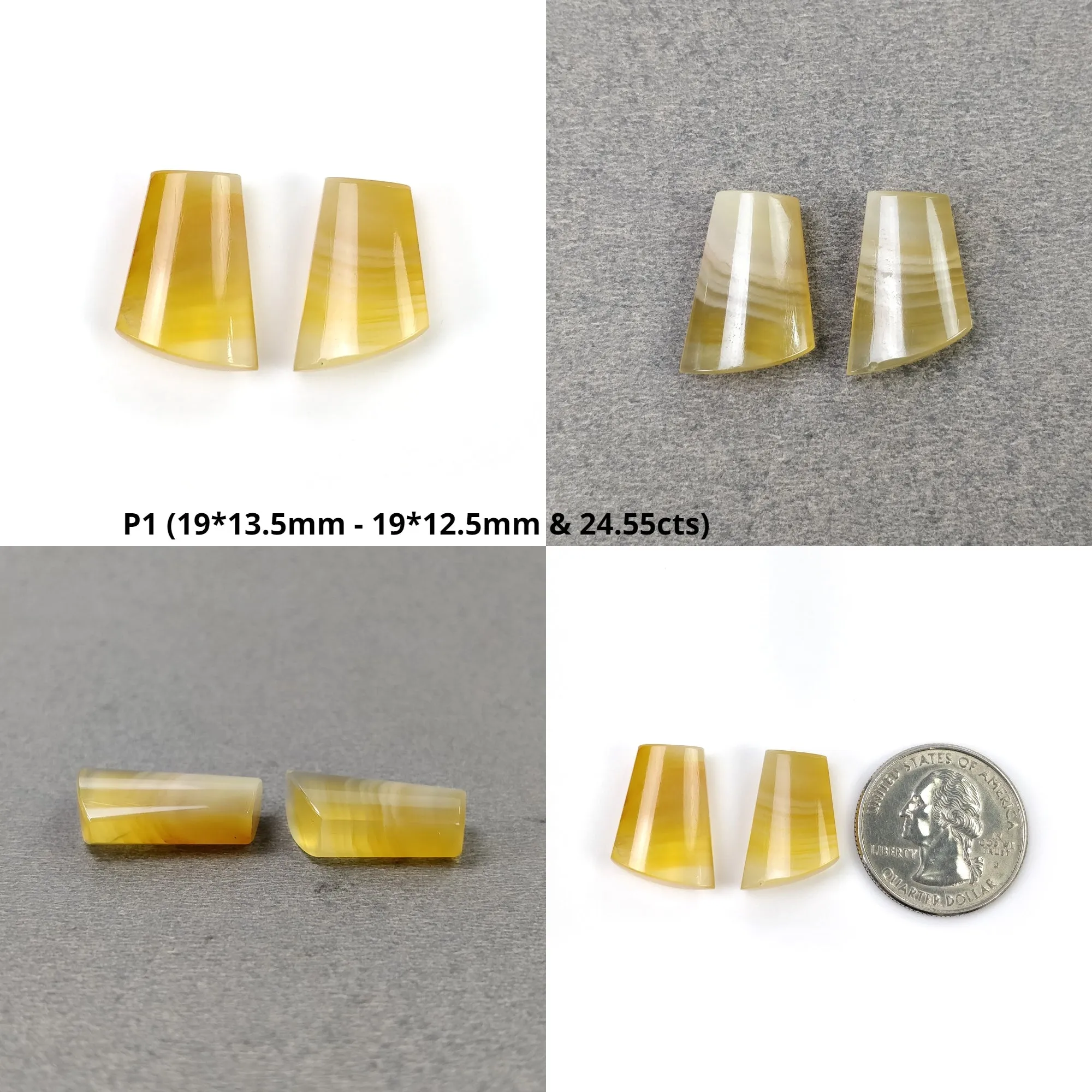 BOTSWANA AGATE Gemstone Cabochon : Natural Untreated Unheated Bi-Color Agate Uneven Shape Pencil Cabochon 2pcs