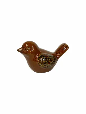 BRN/TAN Ceramic BIRD 4" H X 6.5" W Figurine