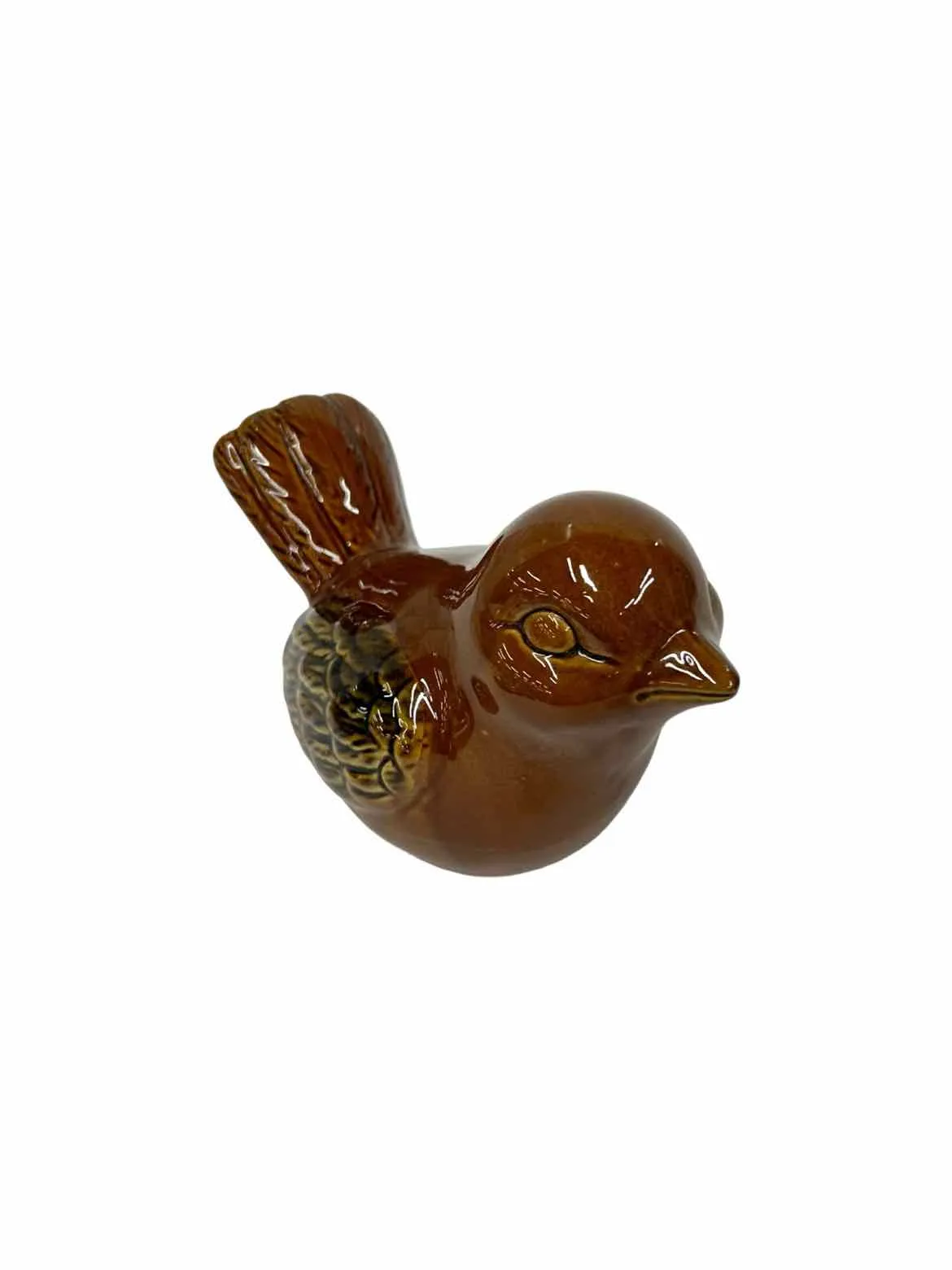 BRN/TAN Ceramic BIRD 4" H X 6.5" W Figurine