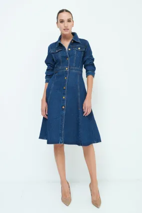 Button-down denim midi dress wholesale