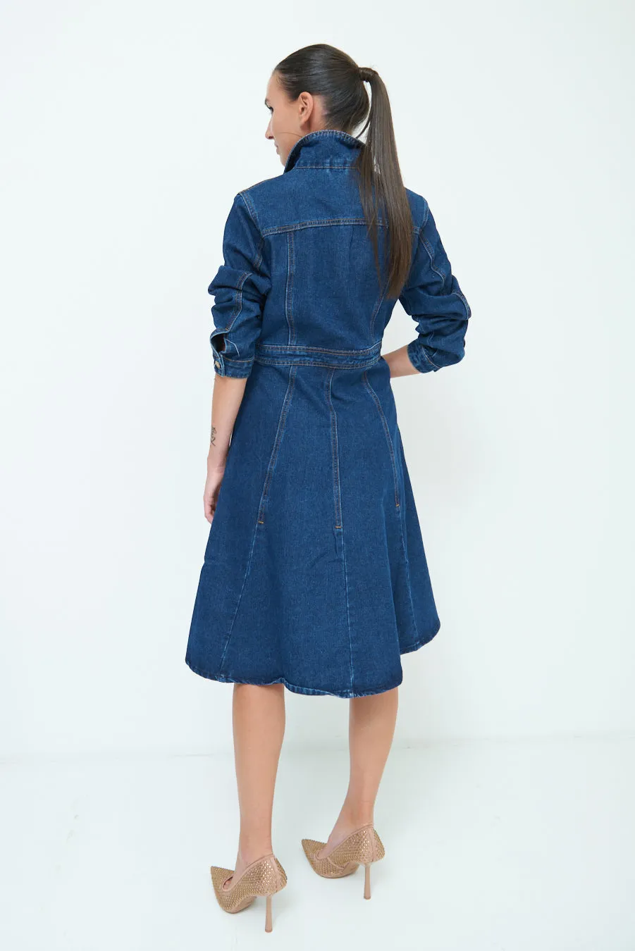 Button-down denim midi dress wholesale