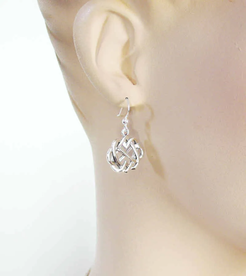 Celtic Double Heart Infinity Drop Earrings