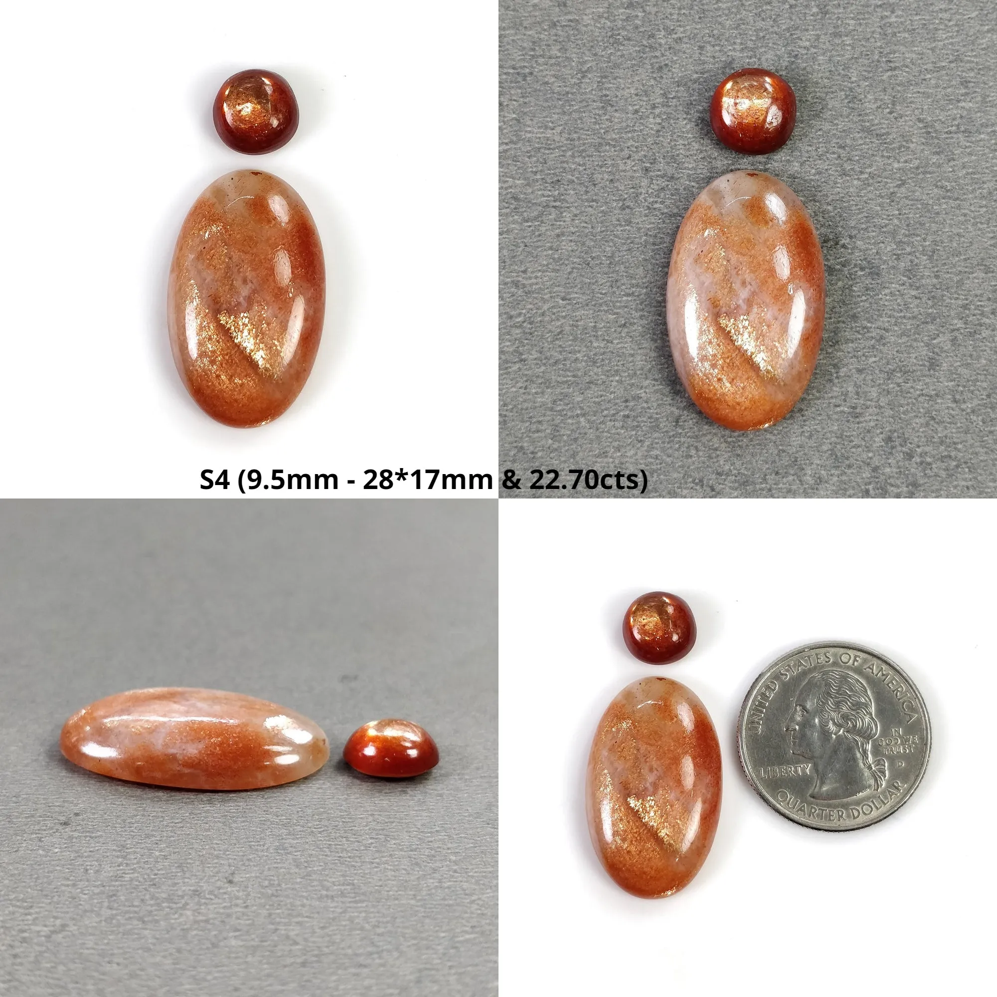 Chatoyant ORANGE SUNSTONE Gemstone Cabochon : Natural Untreated Sunstone Uneven Oval Shape 2pcs, 3pcs