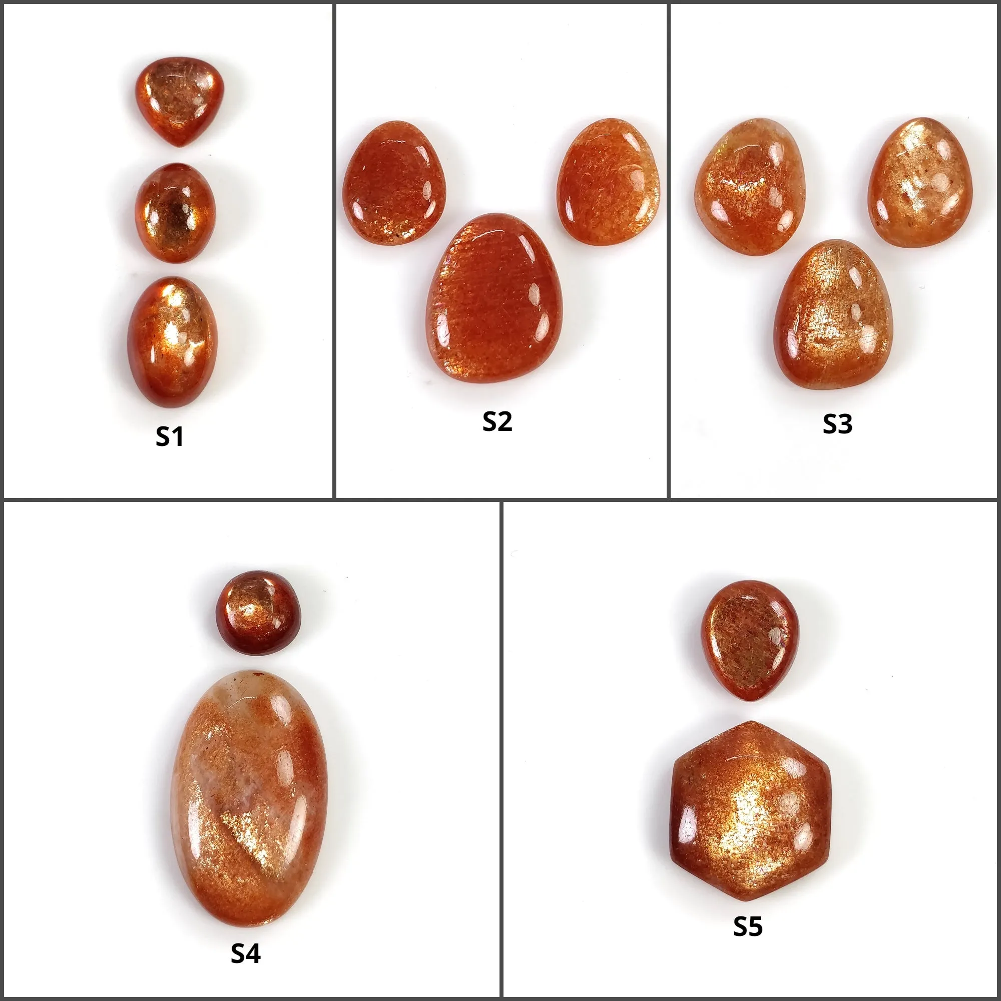 Chatoyant ORANGE SUNSTONE Gemstone Cabochon : Natural Untreated Sunstone Uneven Oval Shape 2pcs, 3pcs