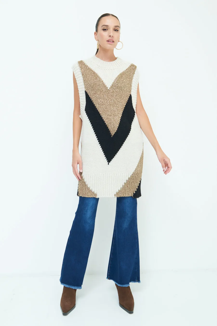 Chic geometric knit dress wholesale