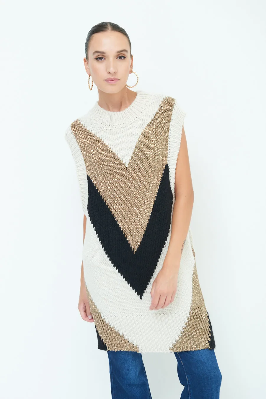 Chic geometric knit dress wholesale