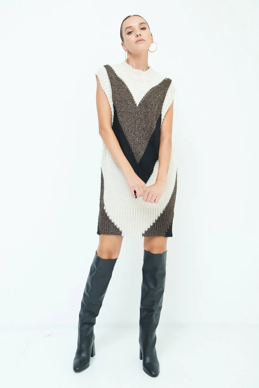 Chic geometric knit dress wholesale