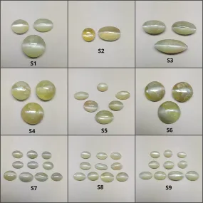 CHRYSOBERYL CAT'S EYE Gemstone Cabochon : Natural Untreated Unheated Cat's Eye Round And Oval Shape 2pcs 3pcs 6pcs 10pcs