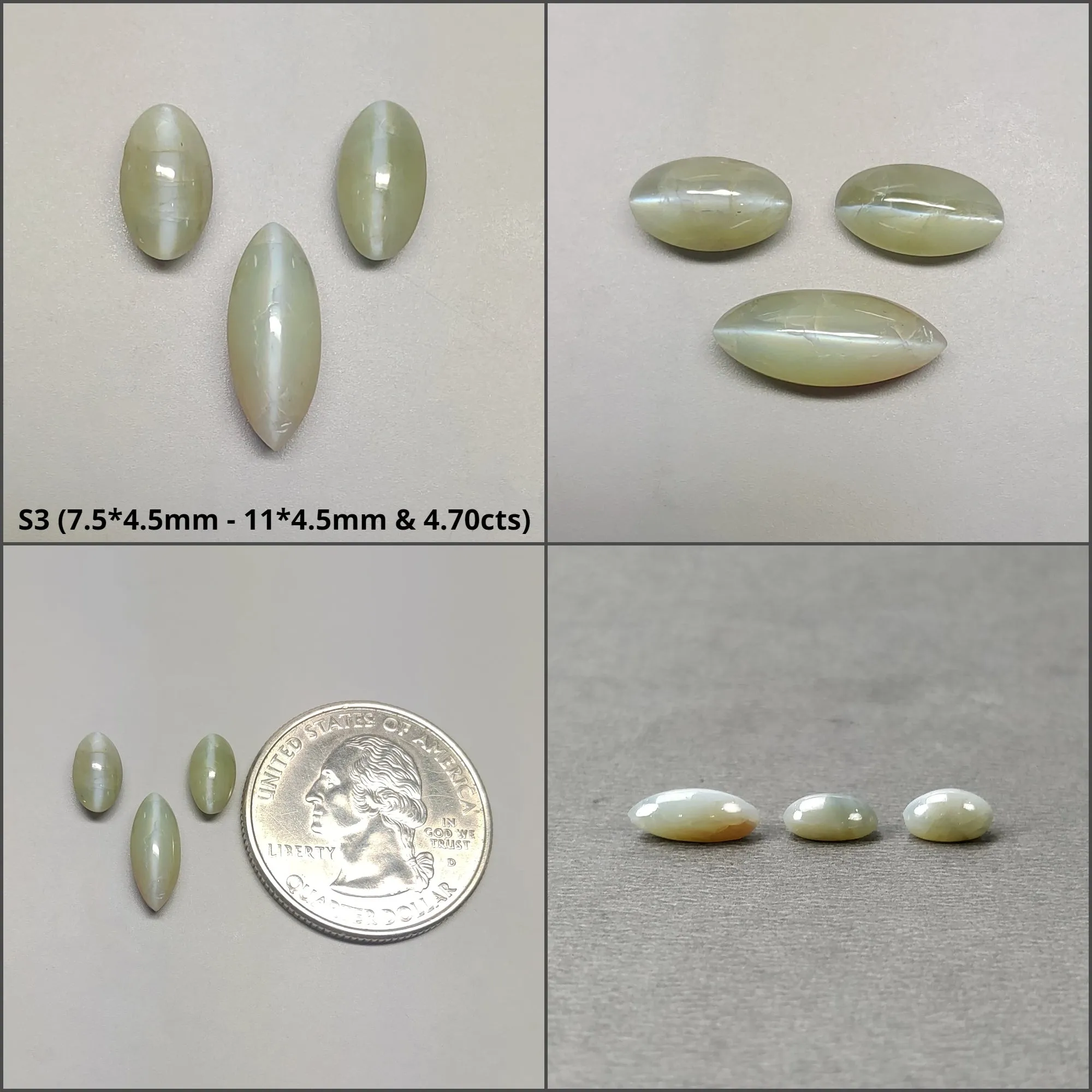 CHRYSOBERYL CAT'S EYE Gemstone Cabochon : Natural Untreated Unheated Cat's Eye Round And Oval Shape 2pcs 3pcs 6pcs 10pcs