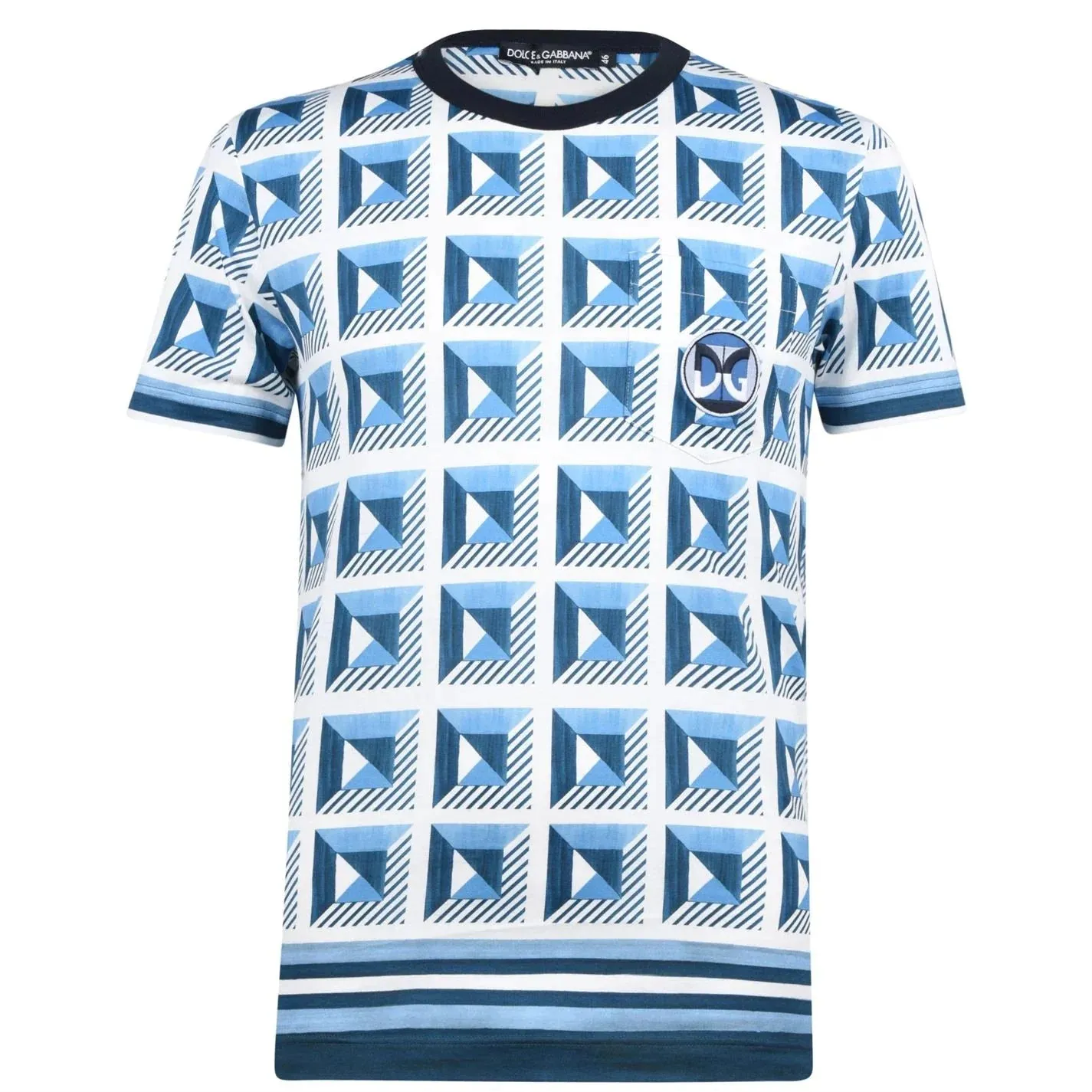 DOLCE & GABANNA Geometric Print T-Shirt Blue