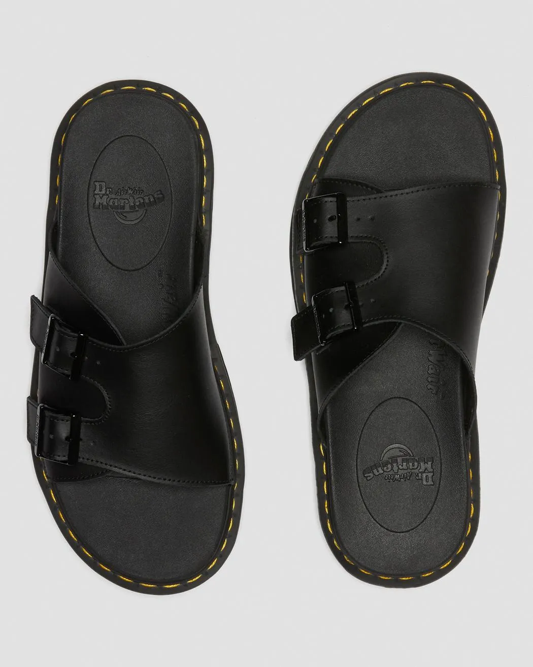 Dr. Martens Men's DAX LEATHER SLIDE SANDALS (Black)