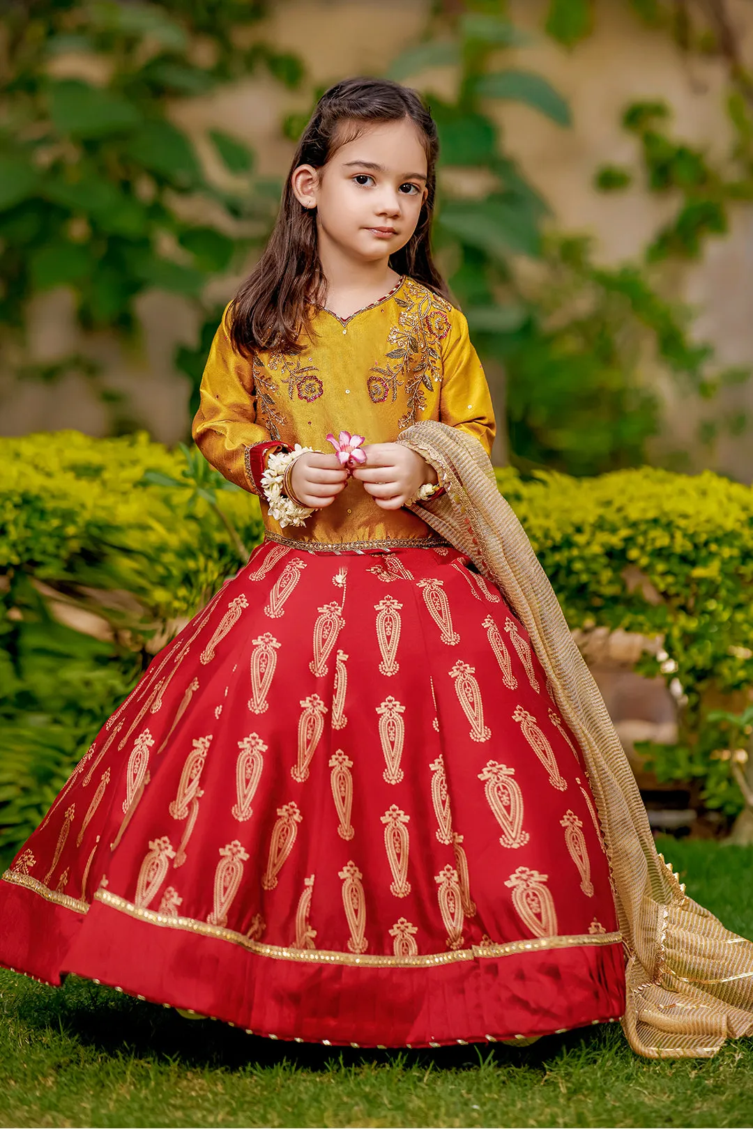 Embroidered Raw Silk Screen Print Lehenga Choli | Eid Affairs | L3036