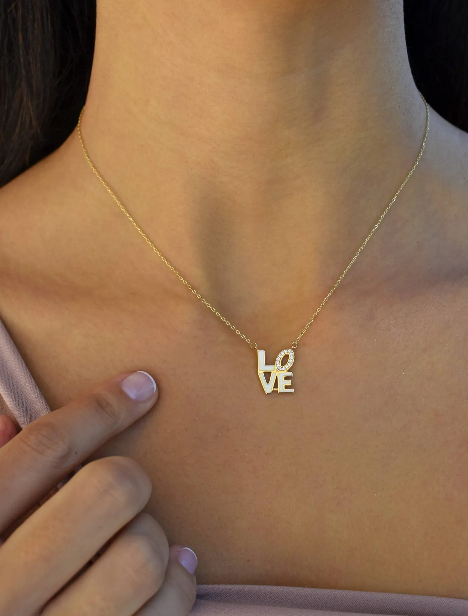 Eternal Love 18K Gold Enamel Necklace