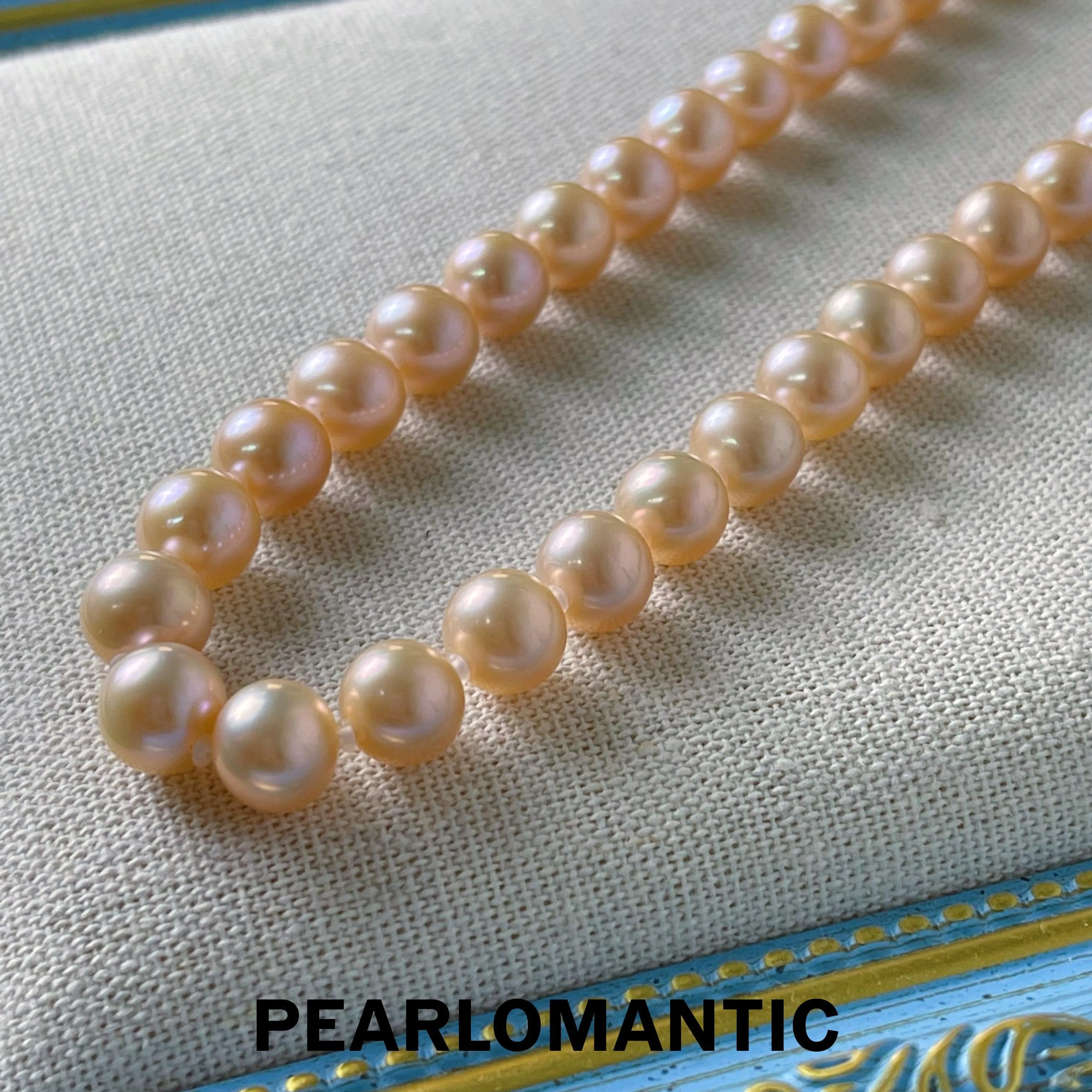 [Fine Jewelry]  Freshwater Pearl 8-9mm Chinese Red Necklace w/ 18k Clasp Necklace