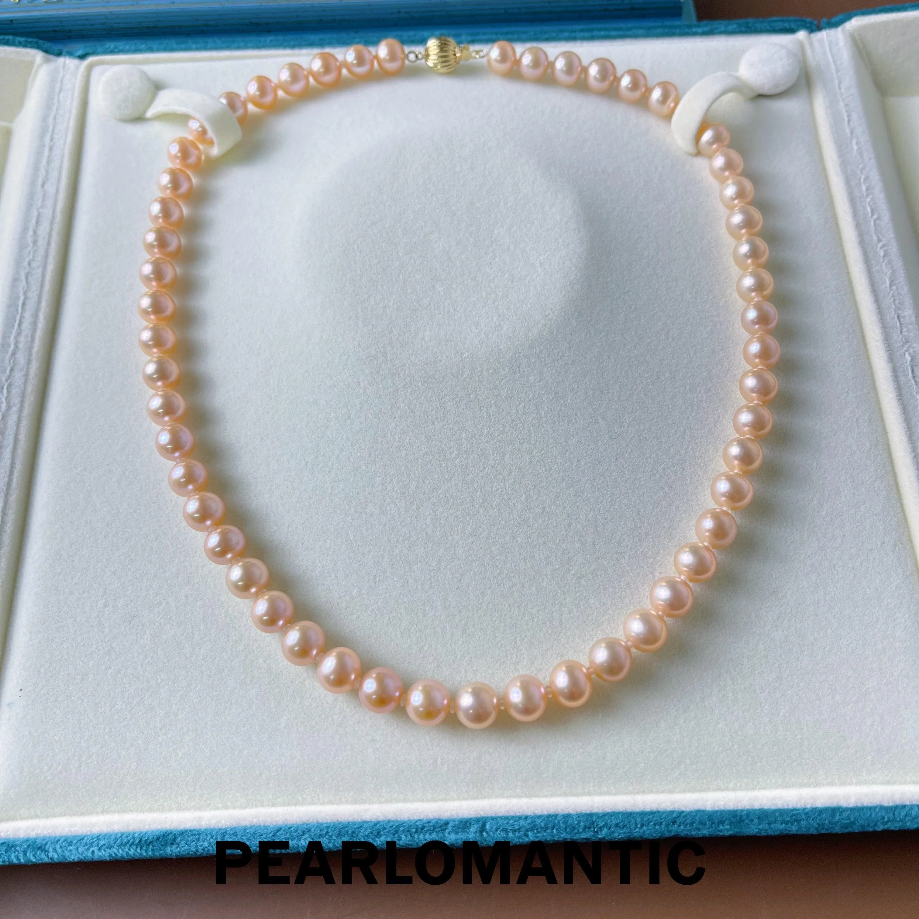 [Fine Jewelry]  Freshwater Pearl 8-9mm Chinese Red Necklace w/ 18k Clasp Necklace