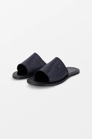 Fiorangelo Dark Blue Leather Slides