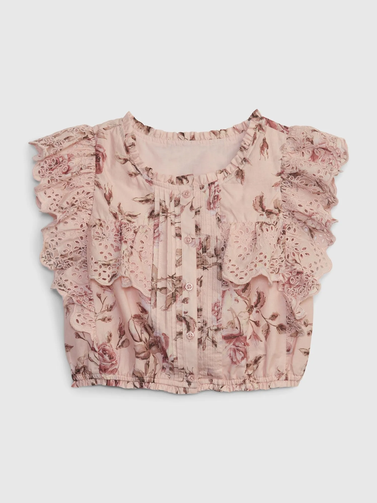 Gap x LoveShackFancy Kids Floral Ruffle Button-Front Top