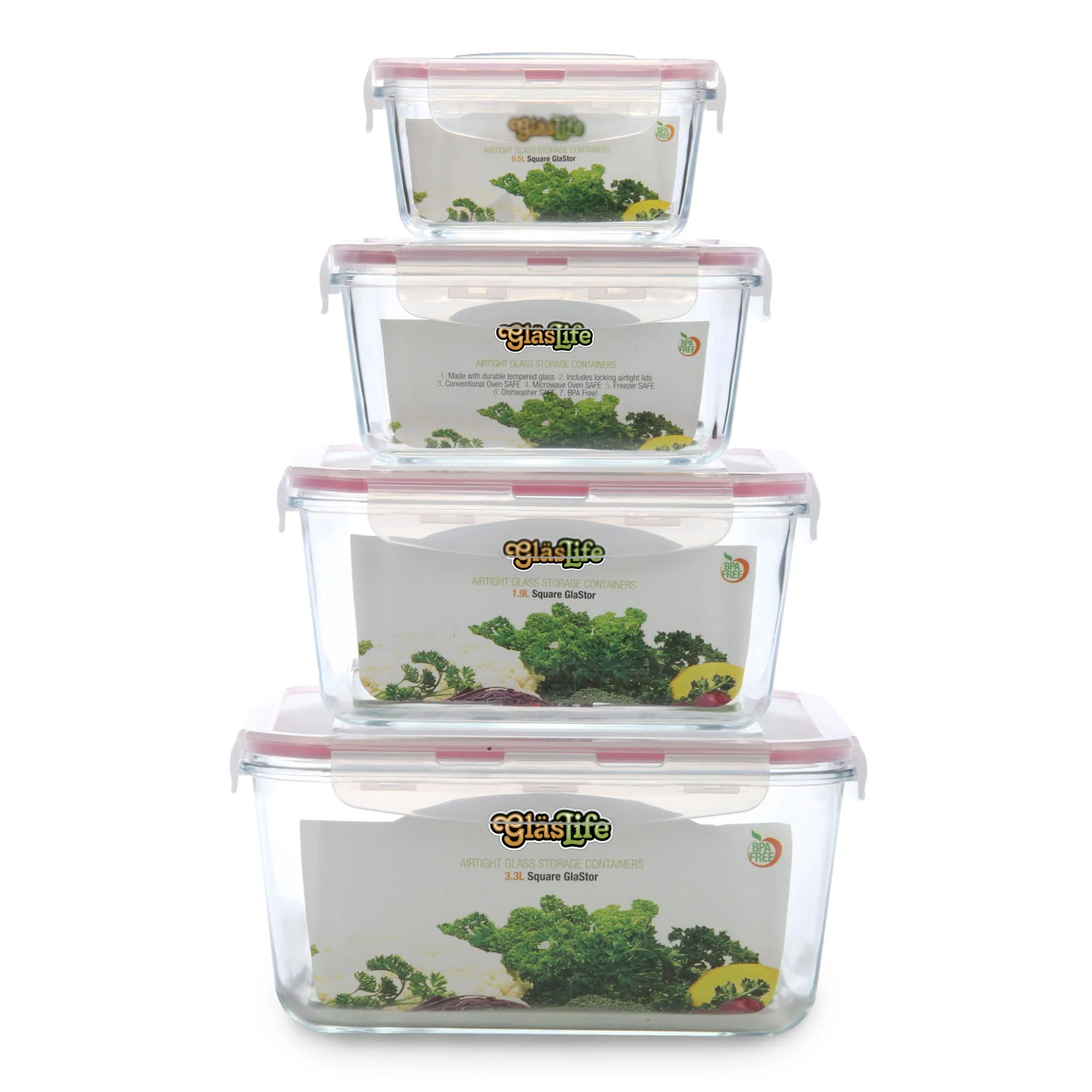 GlasLife Airtight Square Glass Storage Container