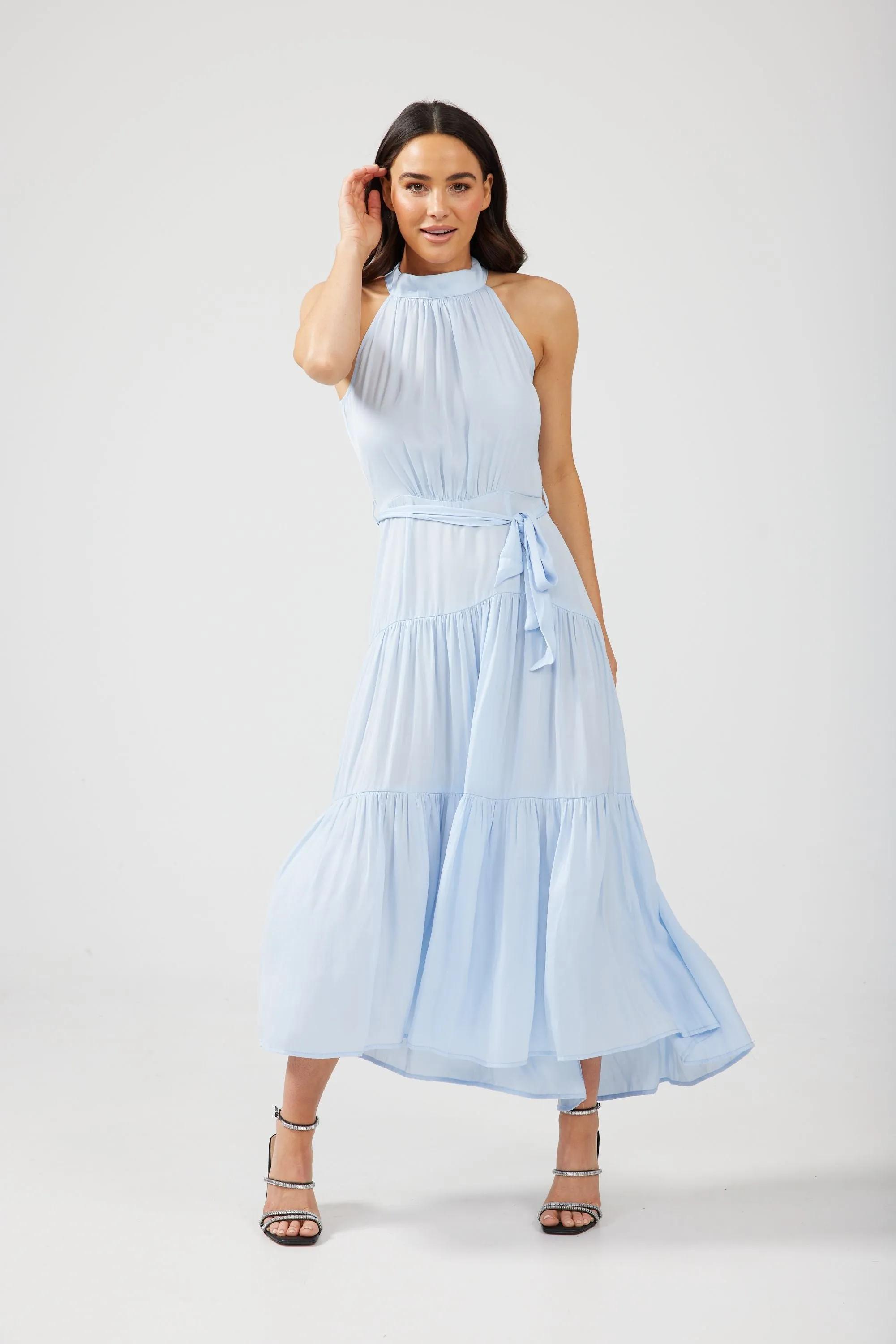 Greta Dress (Pond Blue Silky)