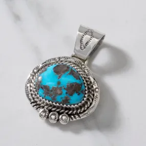 Joe Piaso Jr. Navajo Sleeping Beauty Turquoise USA Native American Made 925 Sterling Silver Pendant