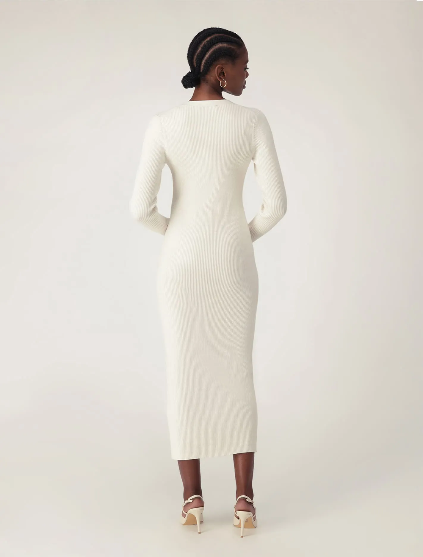 Elegant Karlie V-Neck Knitted Midi Dress for Women