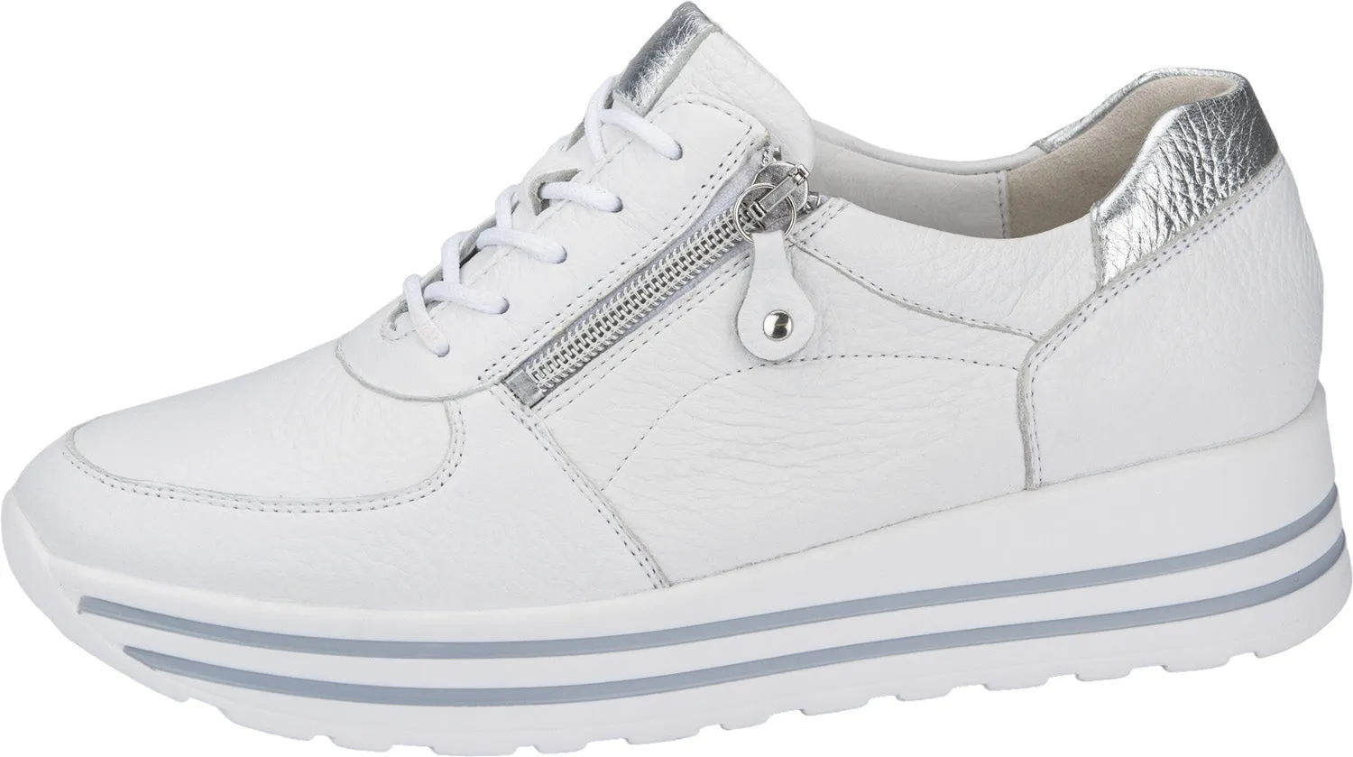 Ladies Waldlaufer Trainers White Leather Soft Zip H Wider Fitting 758009 200 150 Lana sale