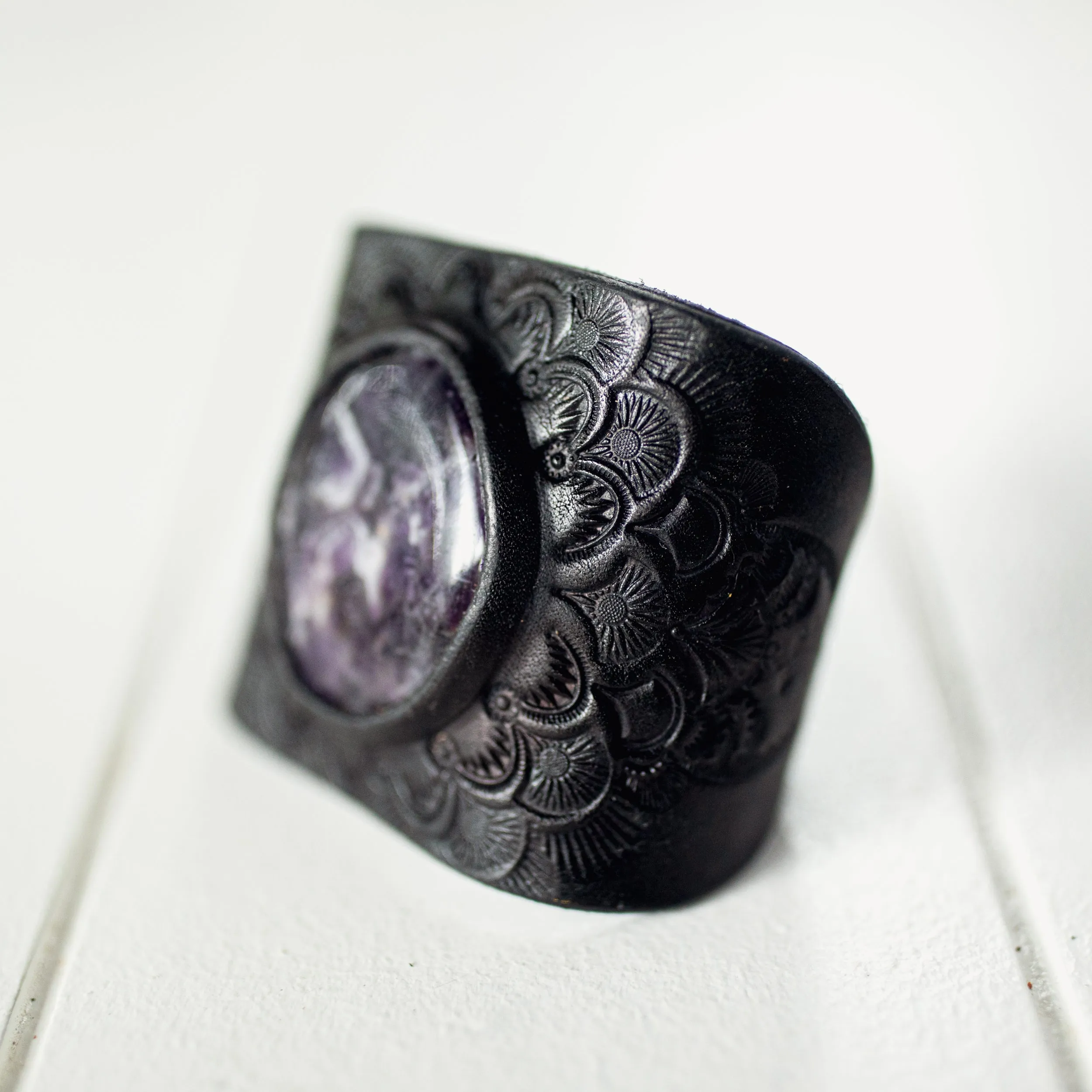 Large Mandala Cuff with Chevron Amethyst