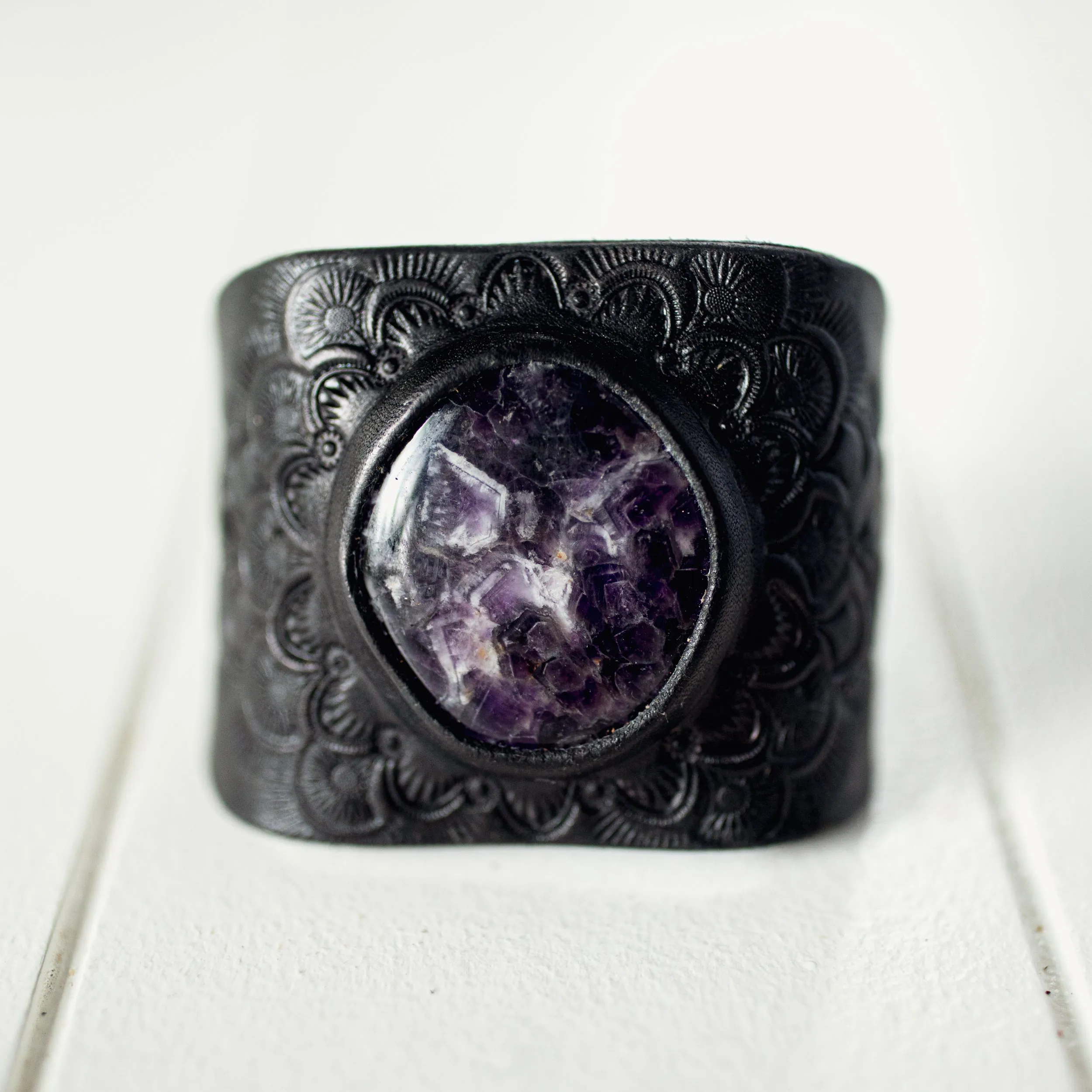 Large Mandala Cuff with Chevron Amethyst