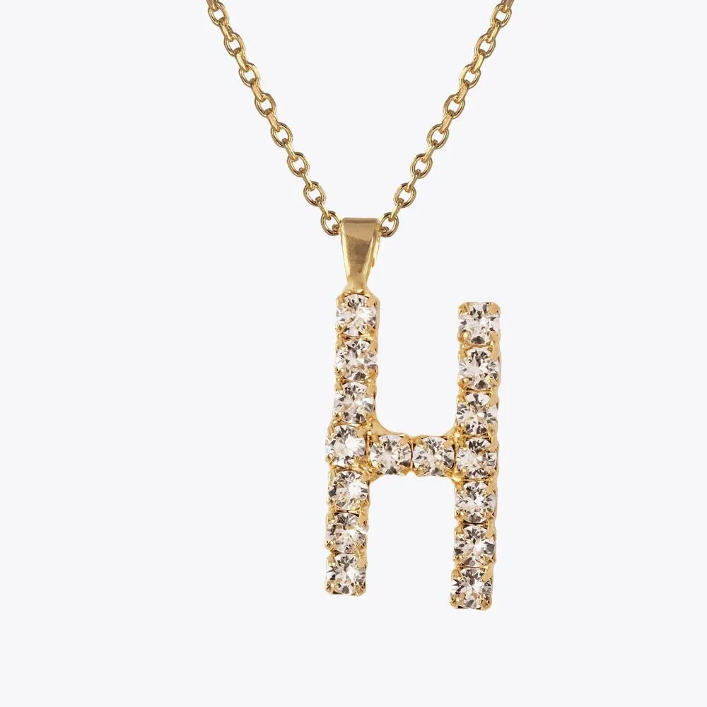 Letter Necklace H / Crystal