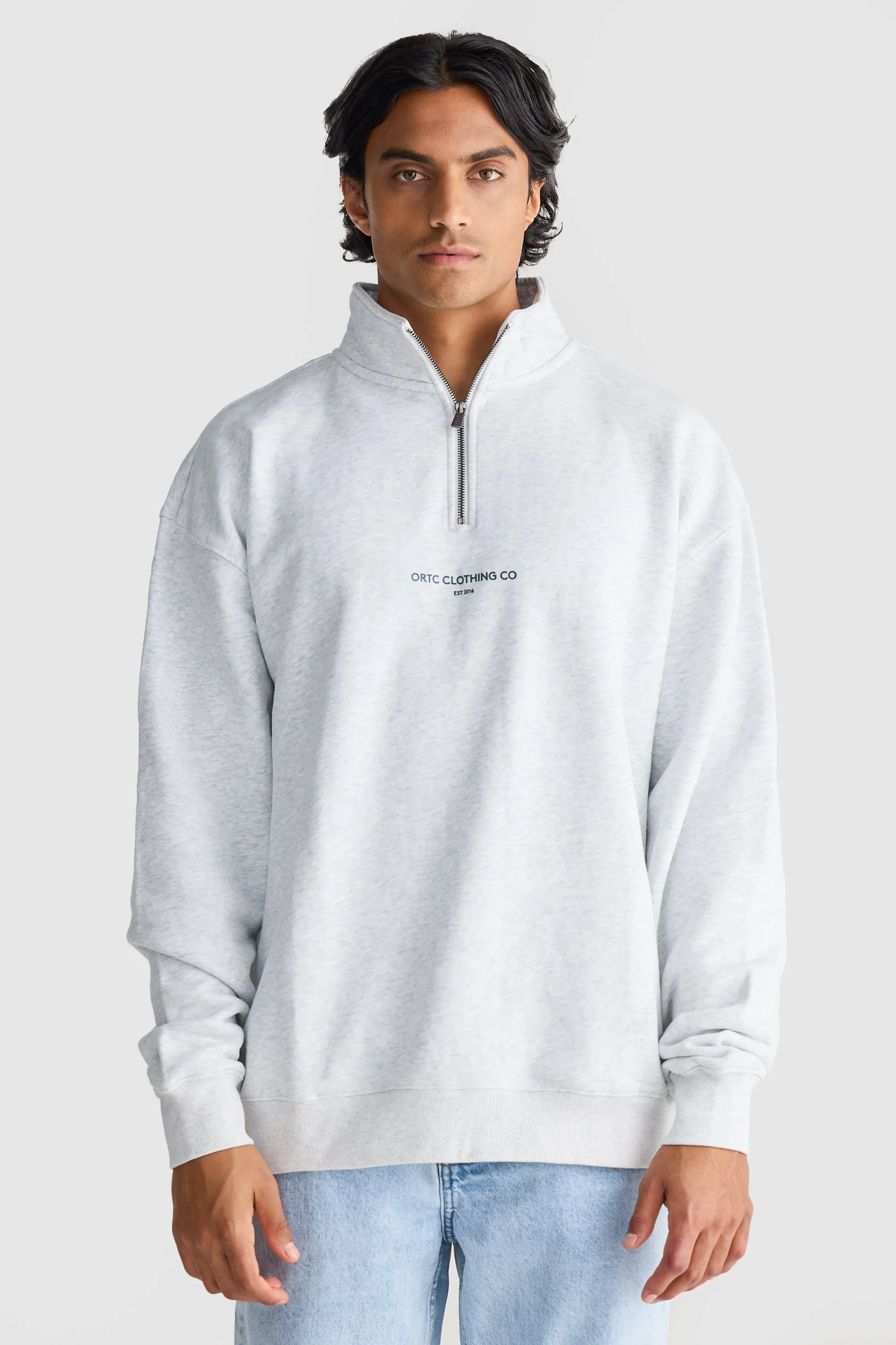 Logo Quarter Zip White Marle