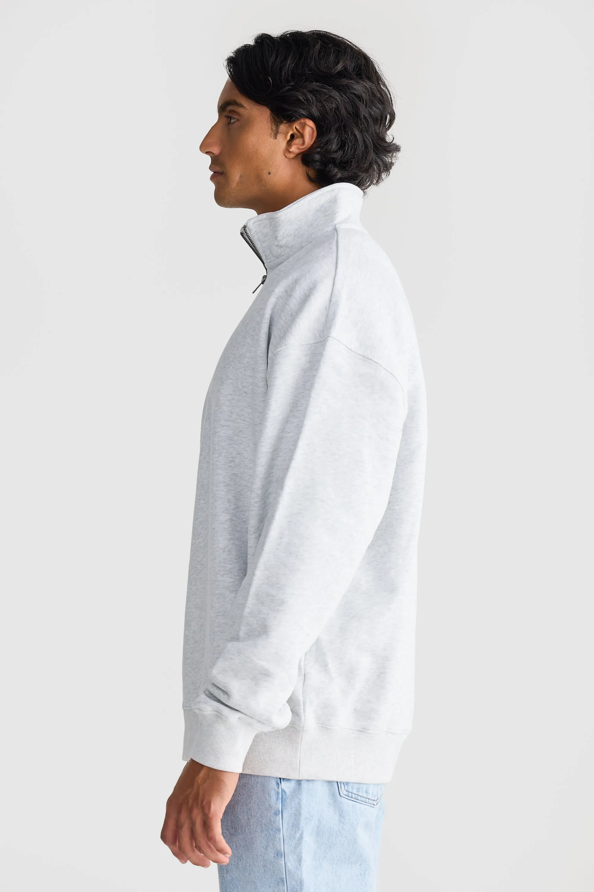 Logo Quarter Zip White Marle