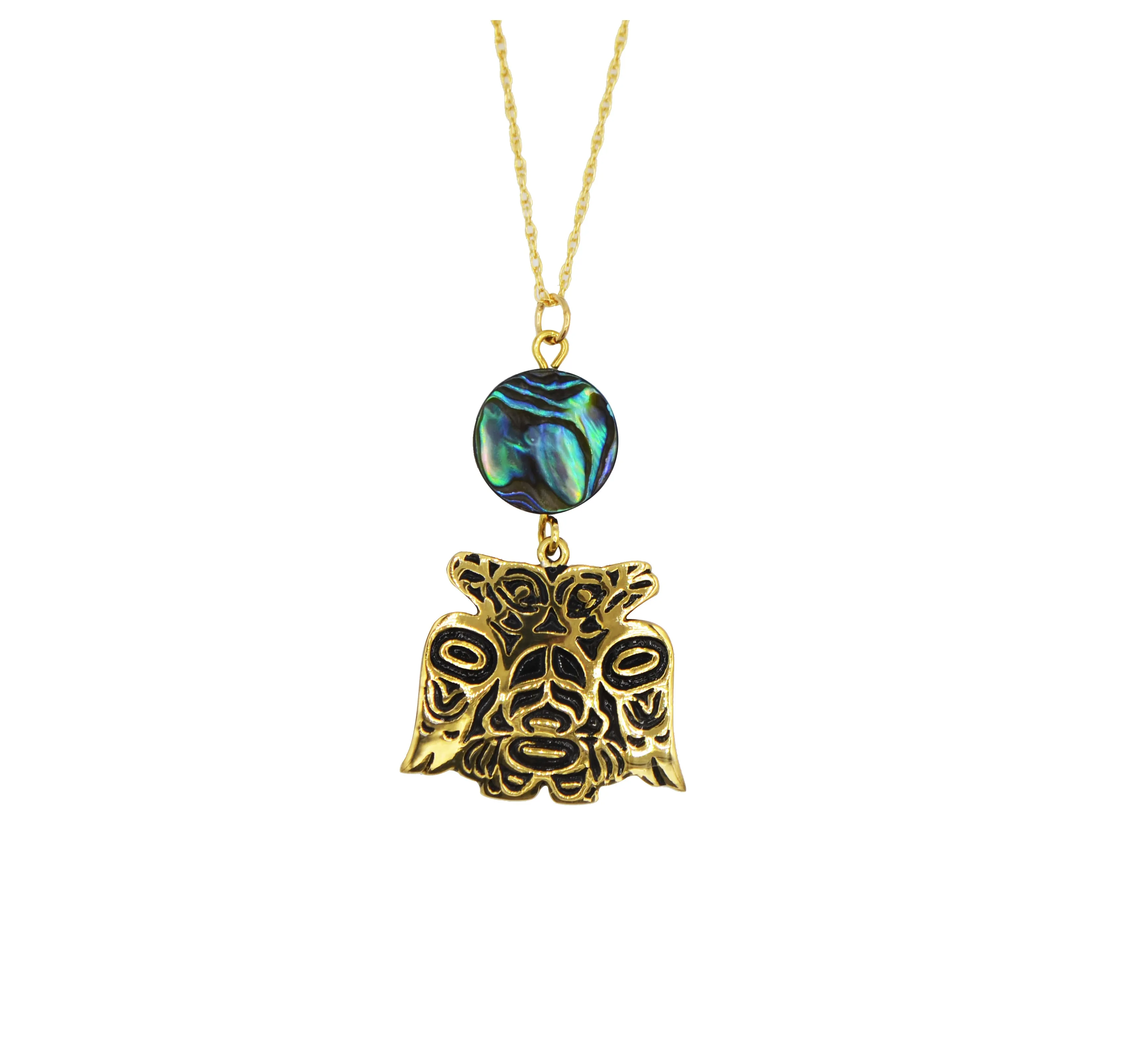 Lovebirds Alchemia Gold & Abalone Necklace - 3/4 inch