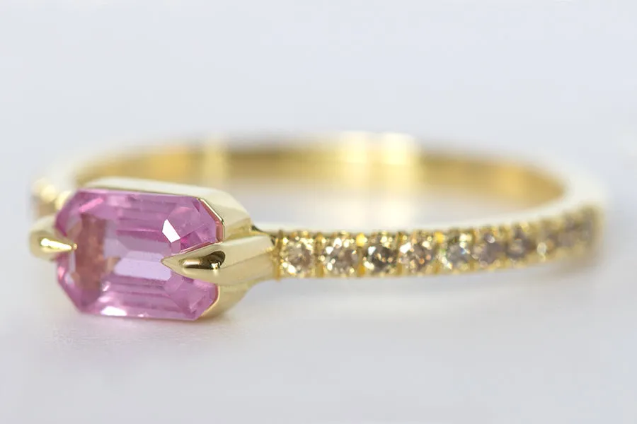 Pink Sapphire & Champagne Diamond Ring