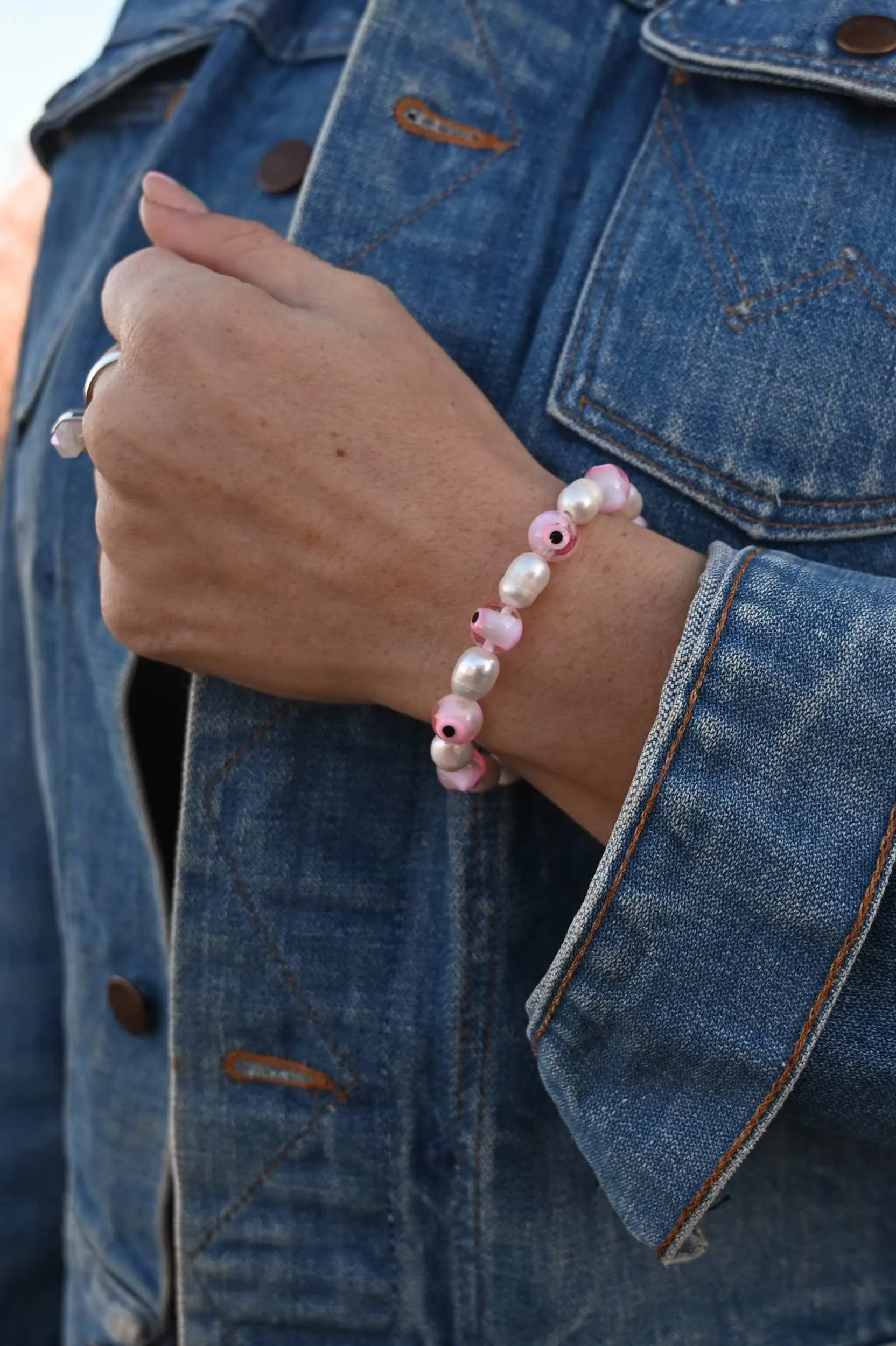 Pretty In Pink Pearl Bracelet