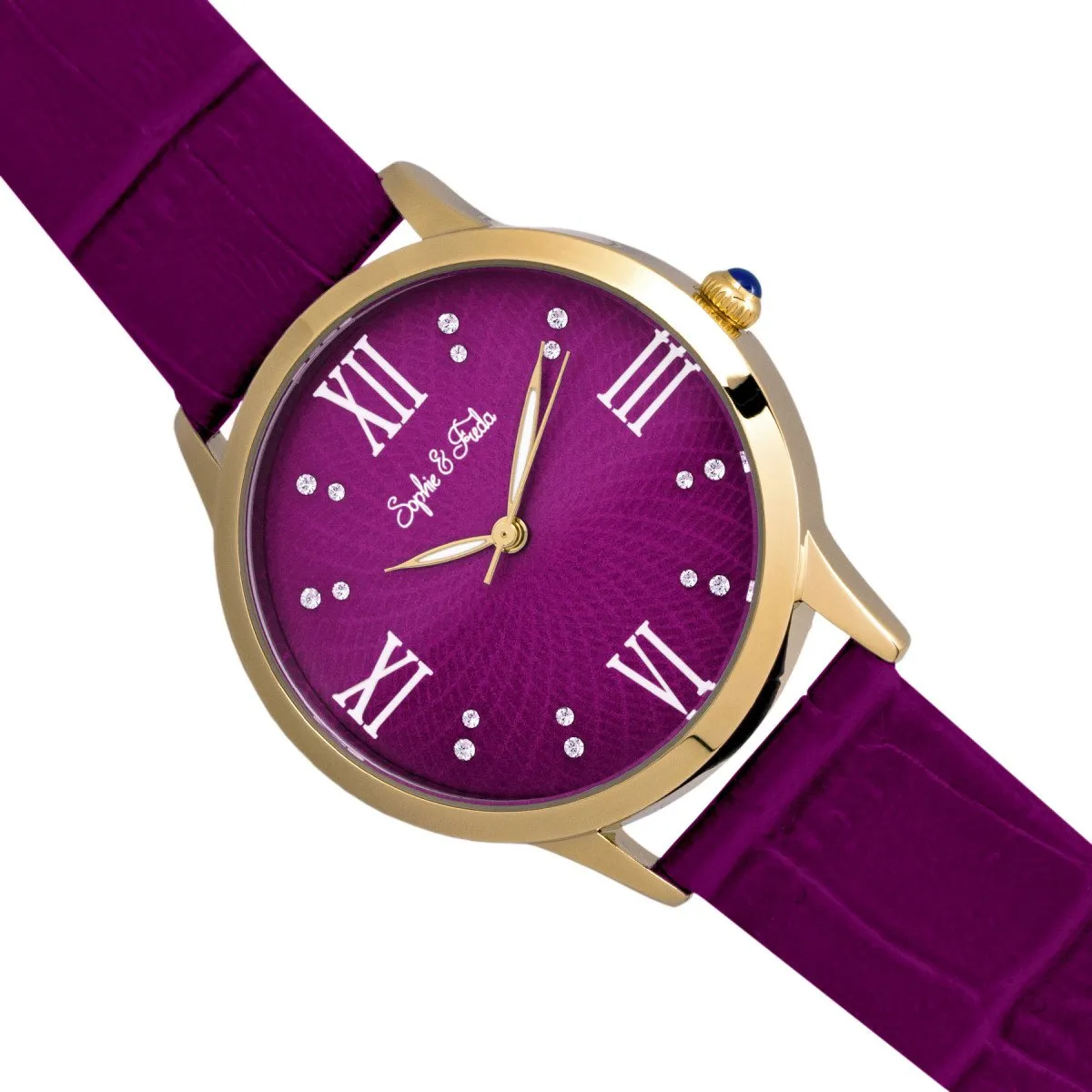 Sophie & Freda Sonoma Leather-Band Watch w/Swarovski Crystals