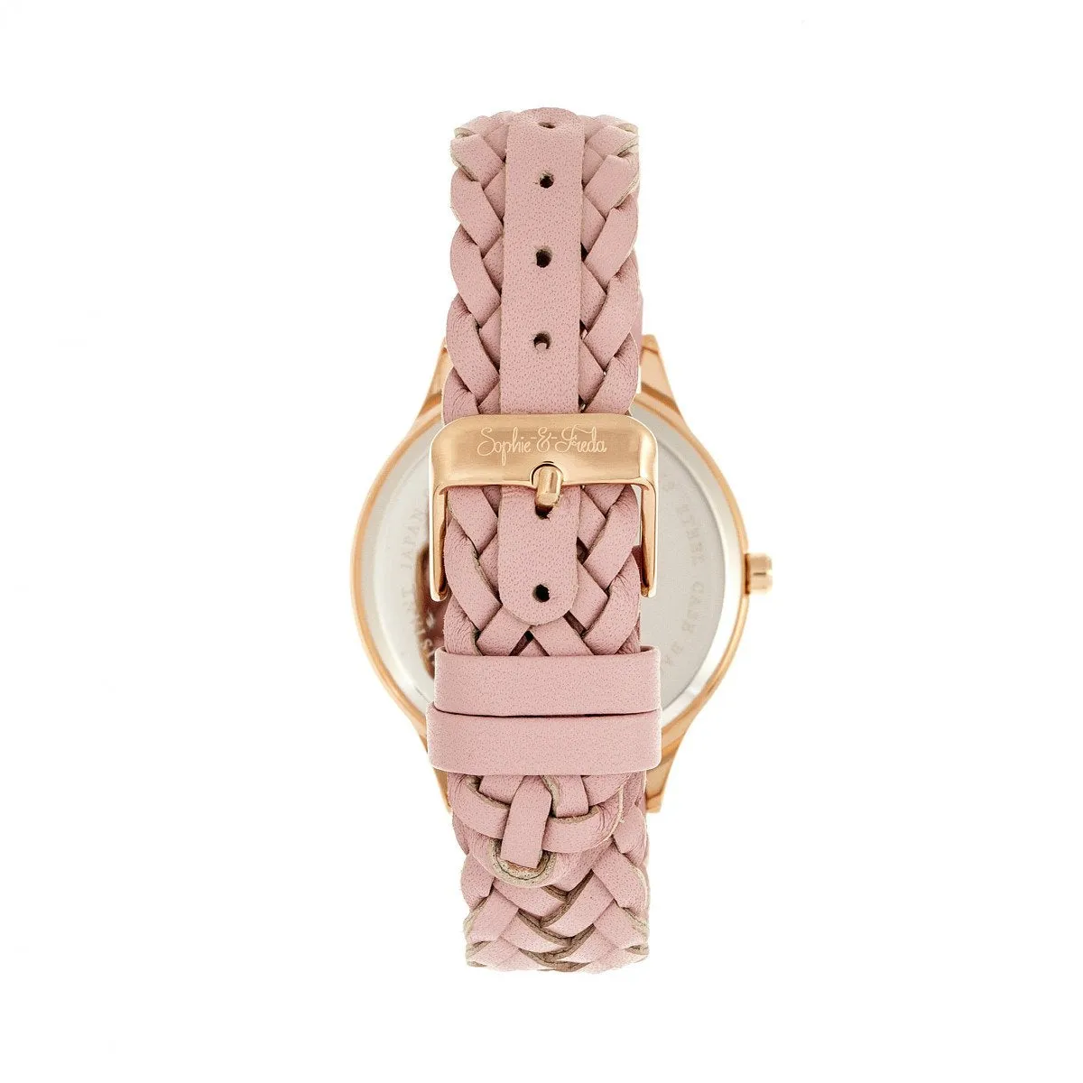 Sophie & Freda Tucson Leather-Band Watch w/Swarovski Crystals